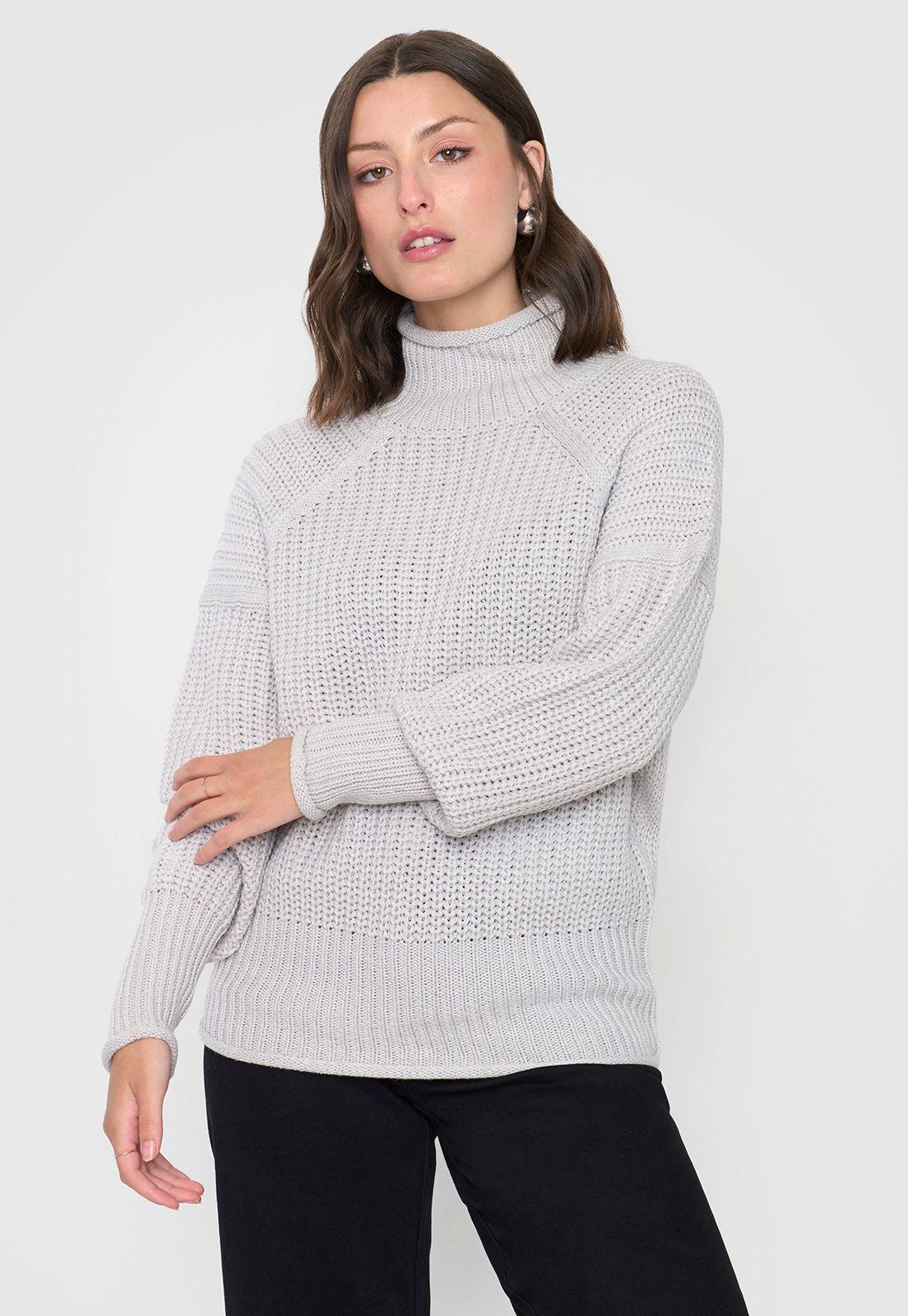 Sweater Mujer Grueso Gris Melange Corona-0