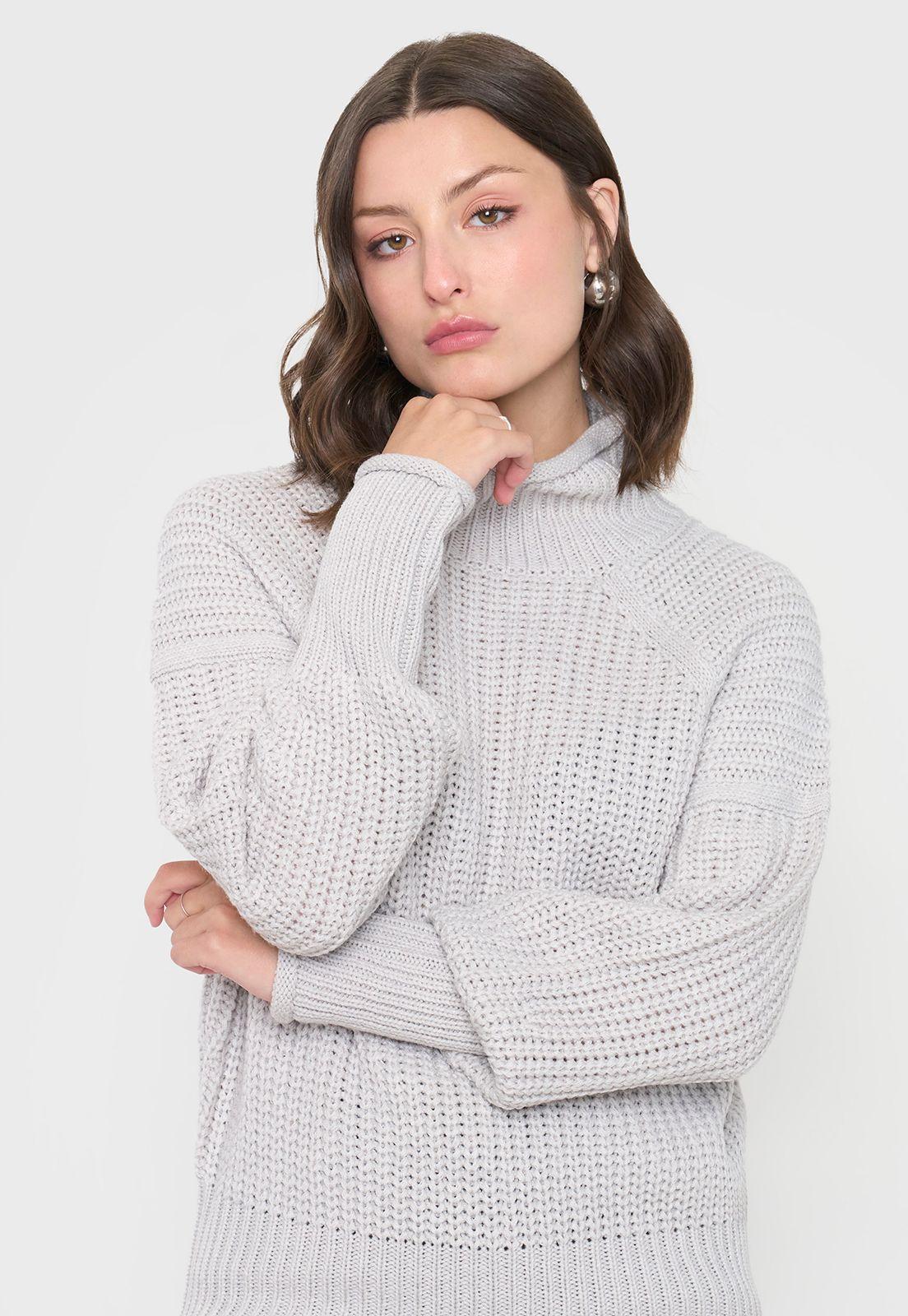 Sweater Mujer Grueso Gris Melange Corona-2