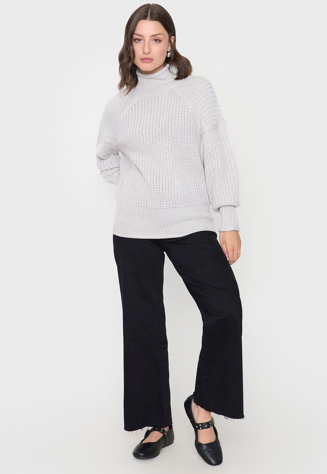 Sweater Mujer Grueso Gris Melange Corona-3