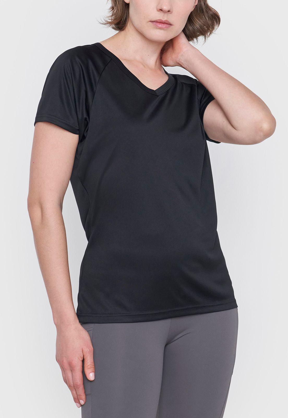 Polera Mujer Deportivo V-Neck Negro Corona-2
