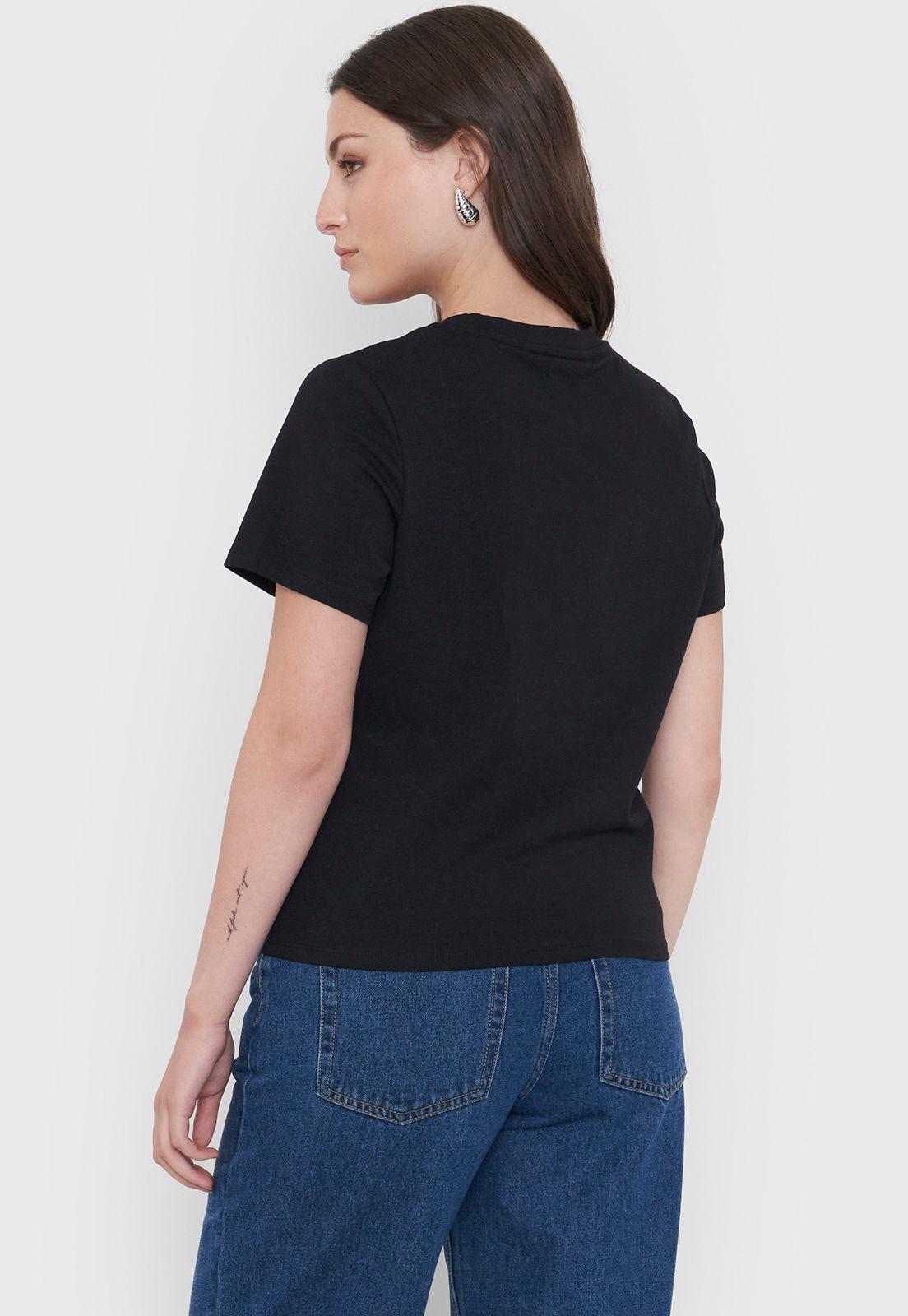 Polera Mujer Aplicación Negro Corona-1