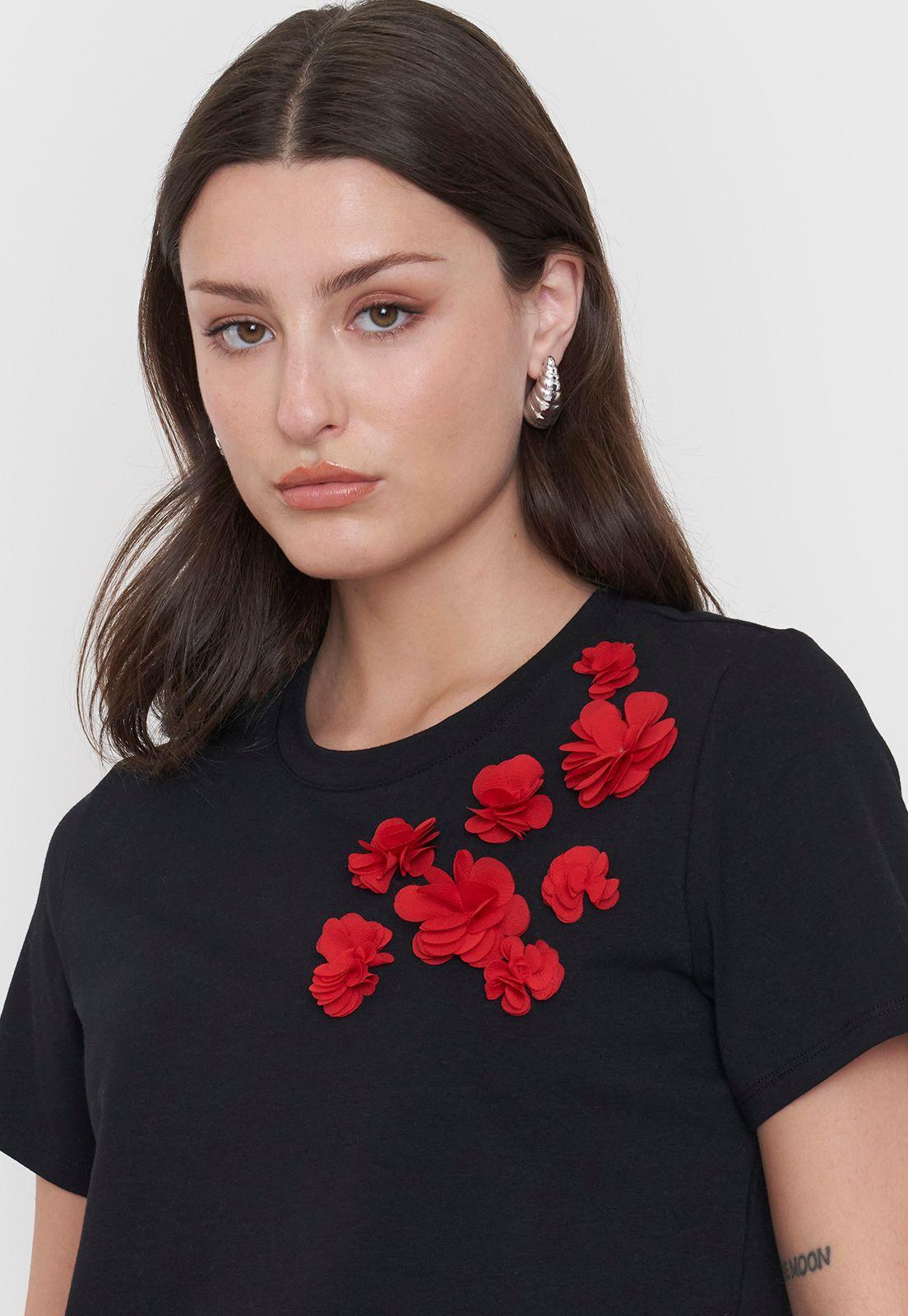 Polera Mujer Aplicación Negro Corona-2