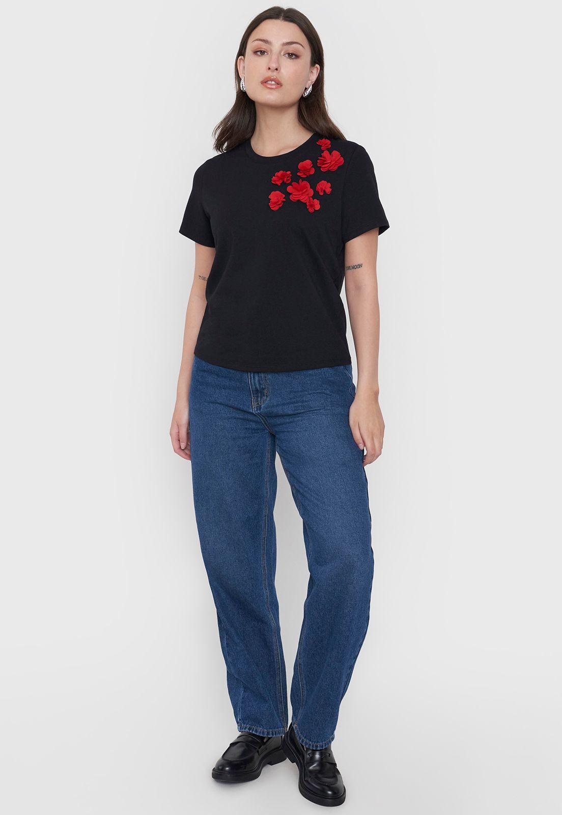 Polera Mujer Aplicación Negro Corona-3