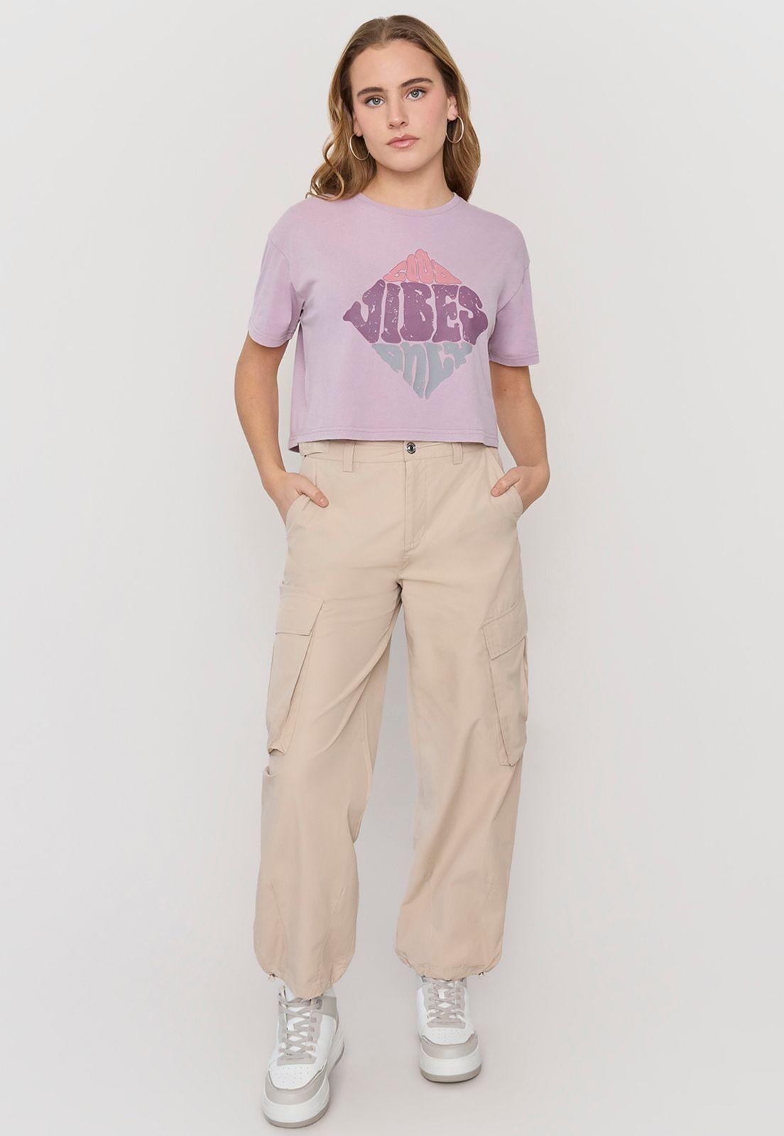 Polera Mujer Fun M/C Crop Rosado Acid Wash Corona-3