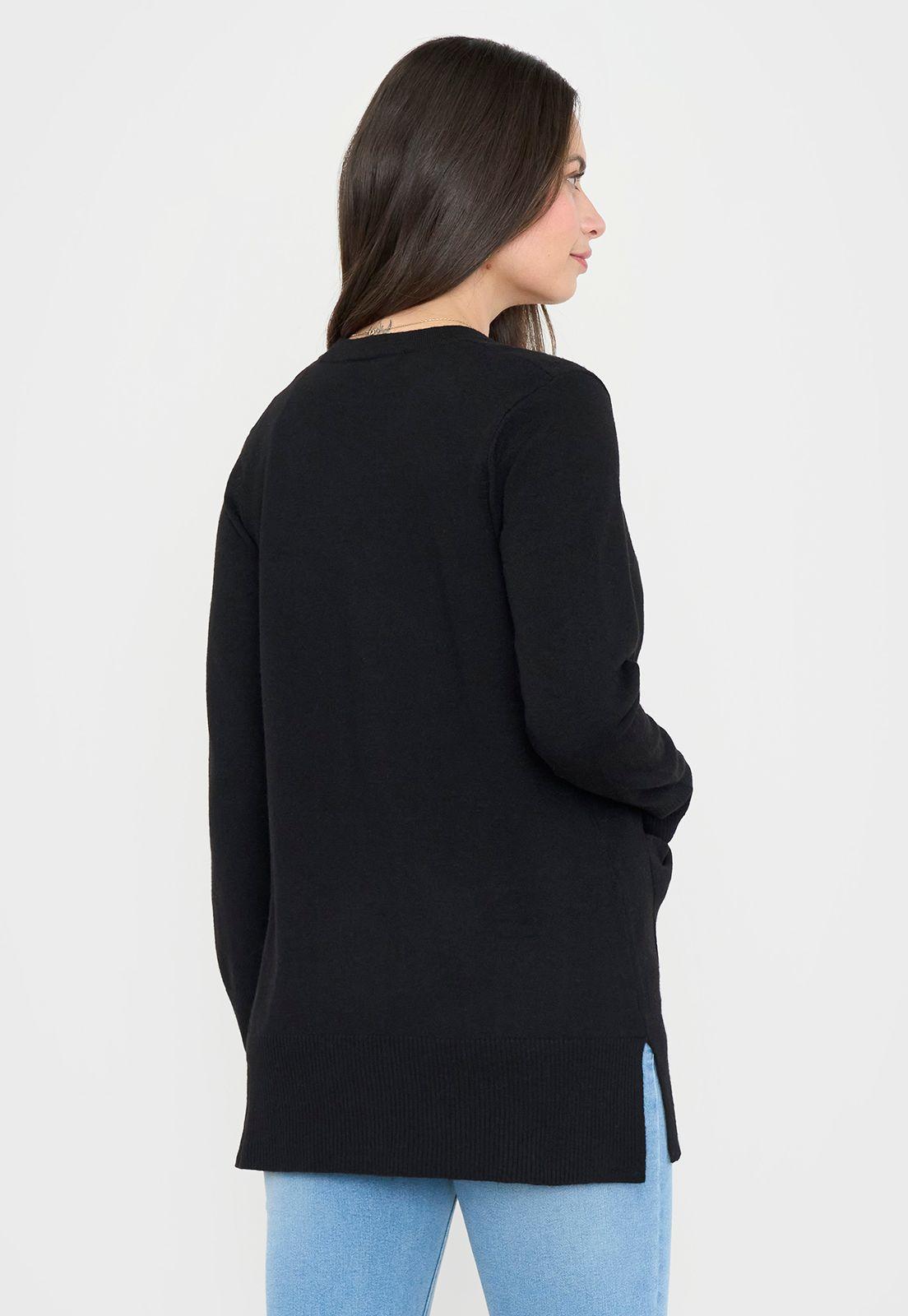 Chaleco Mujer Cárdigan Brillos Negro Corona-1