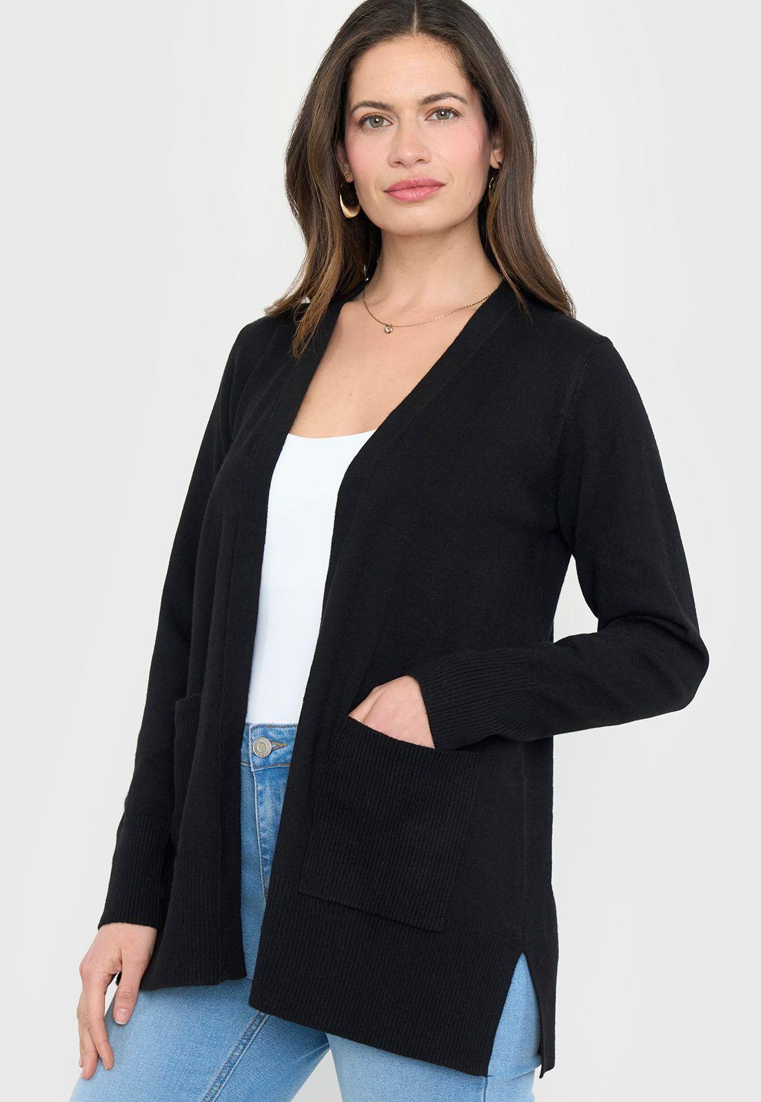 Chaleco Mujer Cárdigan Brillos Negro Corona-2