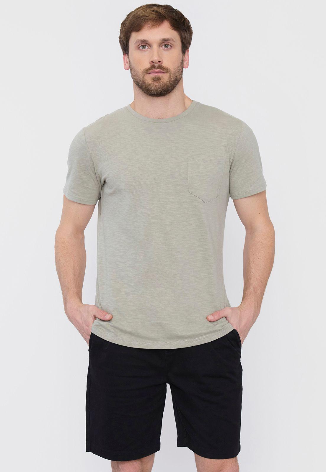Polera Hombre Slub Pocket Verde Corona-0