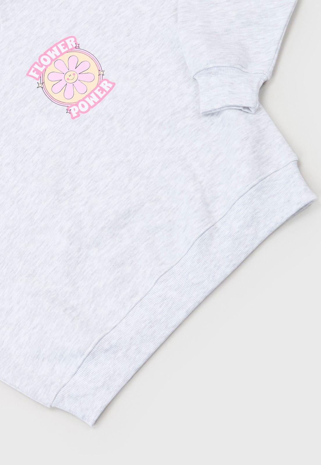 Poleron Niña Kids Pullover Gris Melange Corona-3