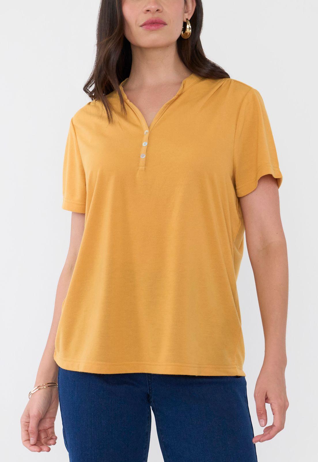 Polera Mujer Cuello Mao Mostaza Corona-2
