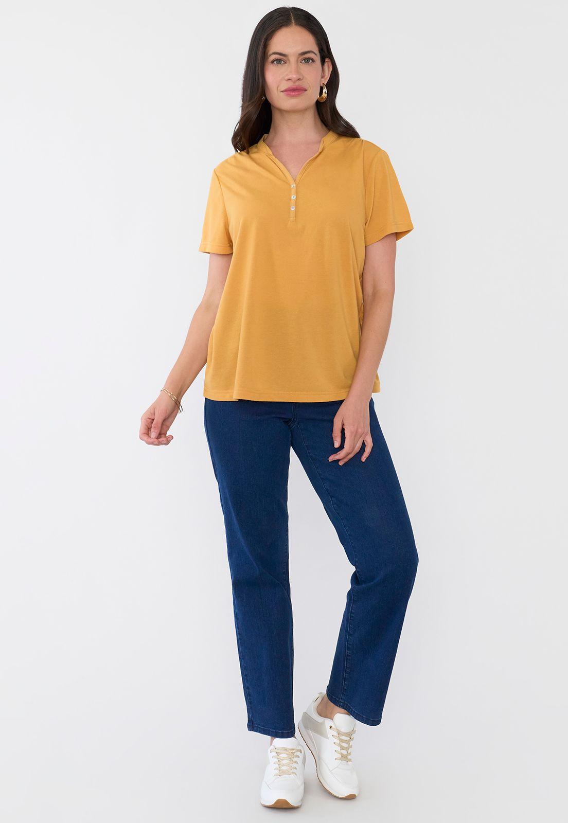 Polera Mujer Cuello Mao Mostaza Corona-3
