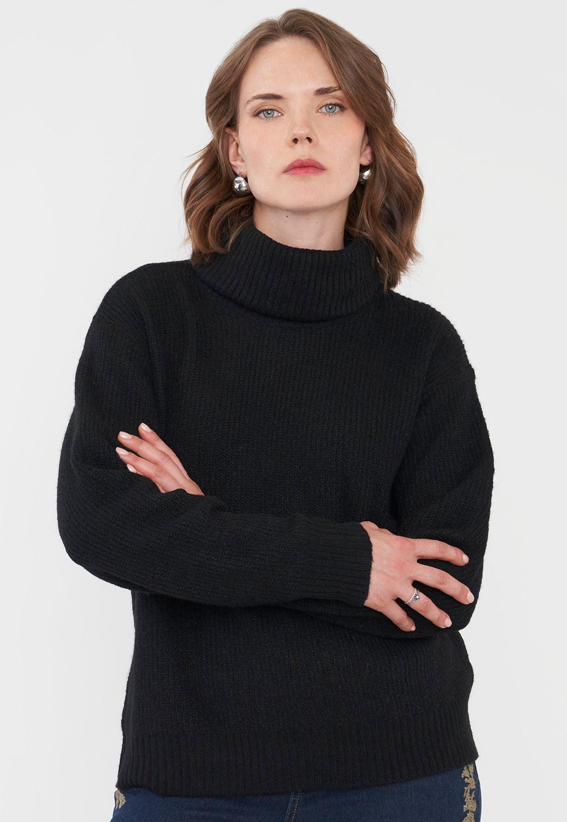 Sweater Negro Mujer Básico Corona-2