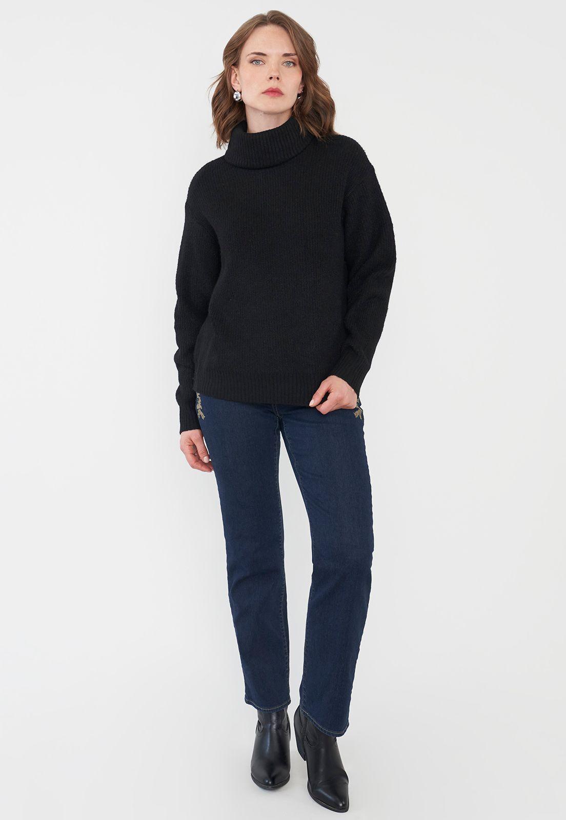 Sweater Negro Mujer Básico Corona-3
