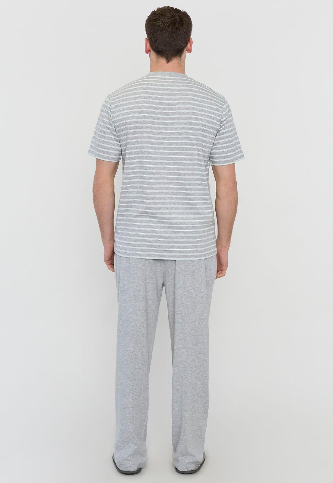 Pijama Hombre Vneck Gris Claro Corona-1