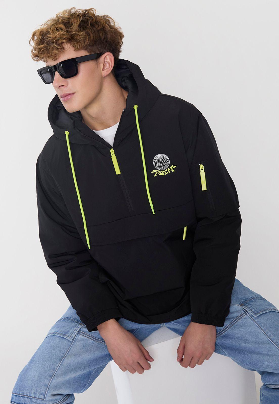 Parka Hombre Bolsillo Canguro Negro Corona-0