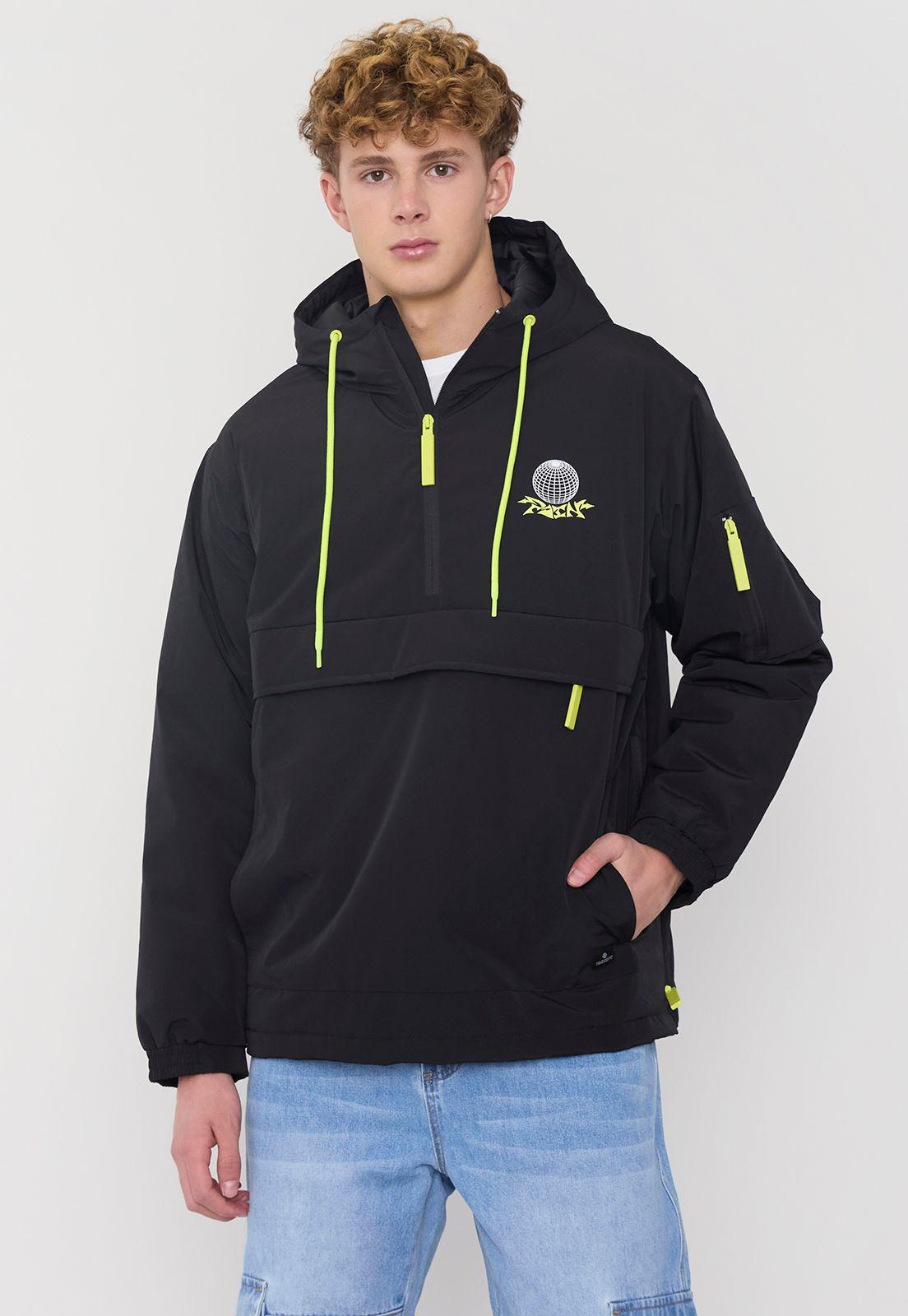 Parka Hombre Bolsillo Canguro Negro Corona-1