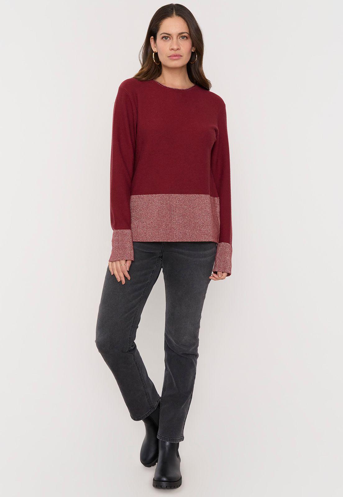 Sweater Mujer Lurex Botón Burdeo Corona-3