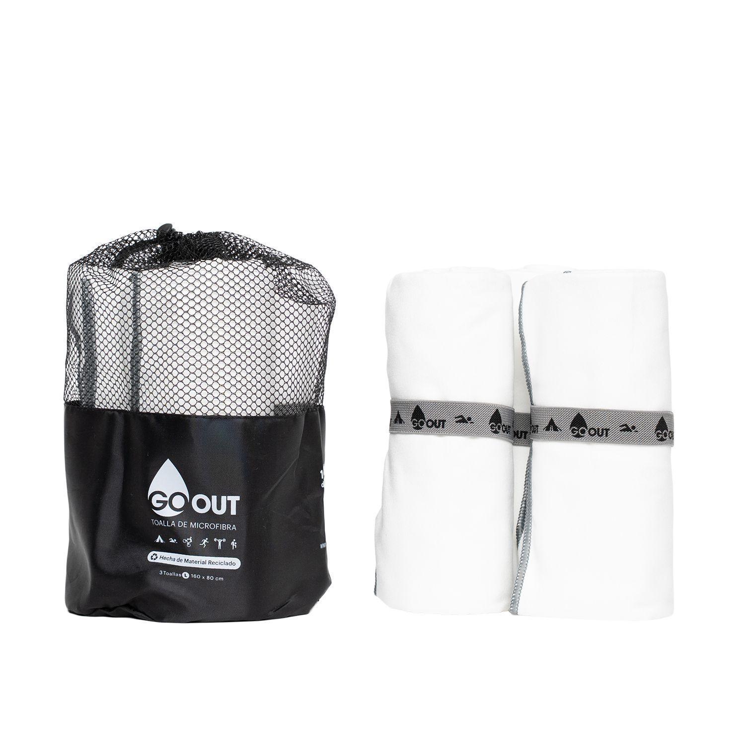Pack Toalla de microfibra Go Out 100 material reciclado Tama o L Blancas-1
