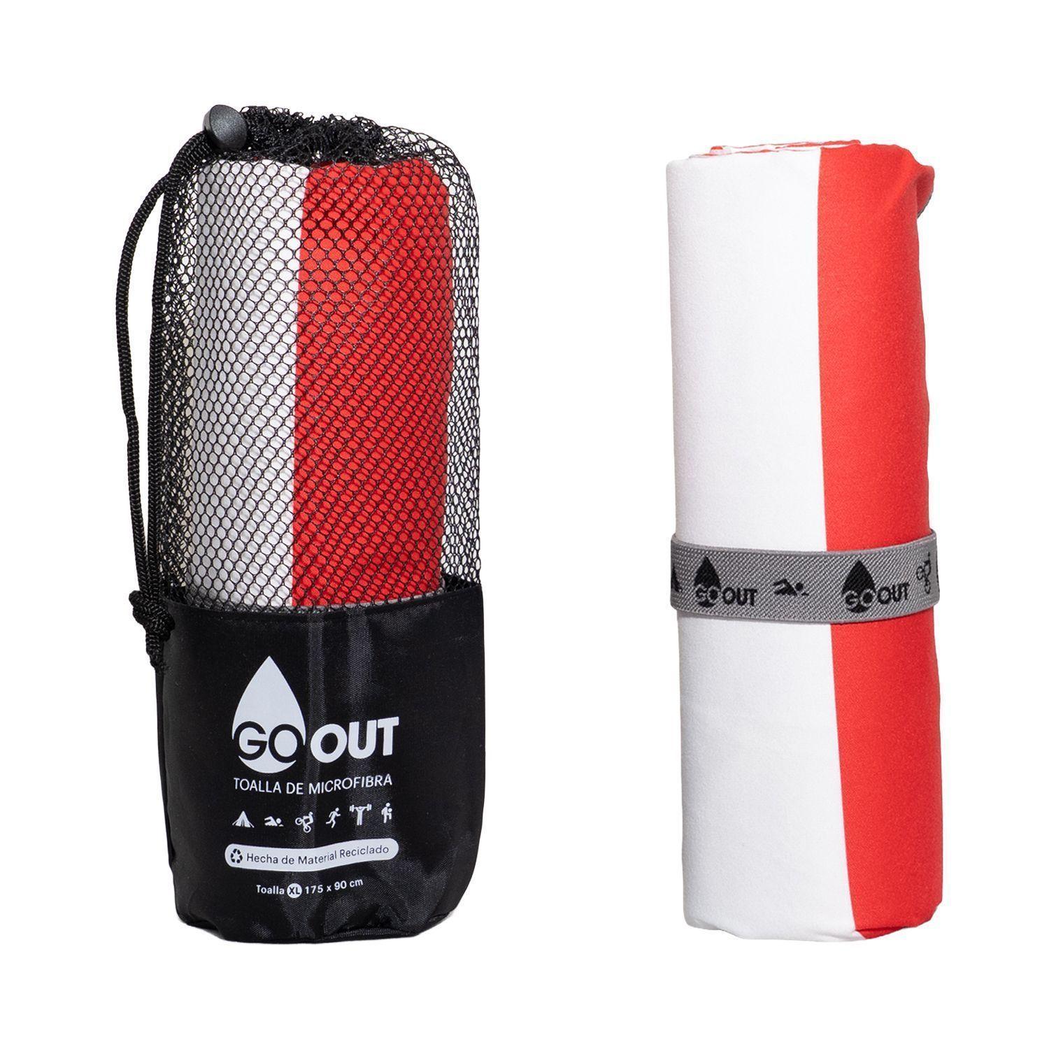 Toalla de microfibra Go Out 100 material reciclado XL Rayas Roja-2