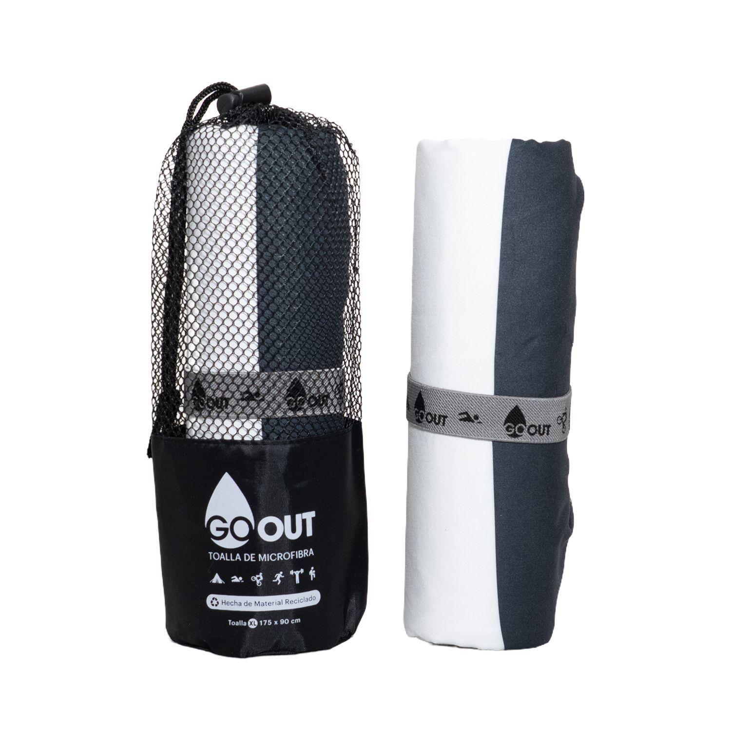 Toalla de microfibra Go Out 100 material reciclado XLRayas negra-2