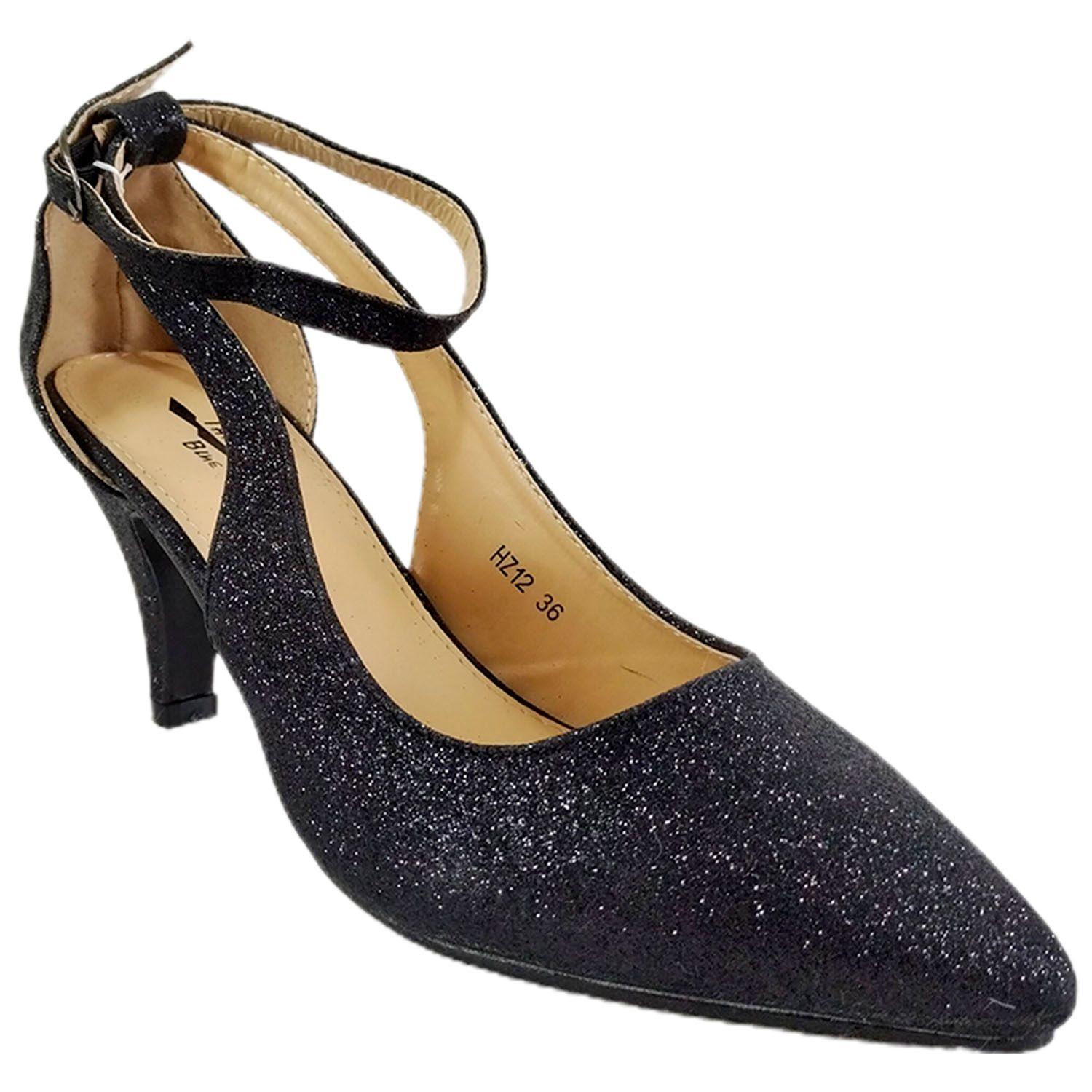 Zapato Brillante de mujer taco bajo z12-1