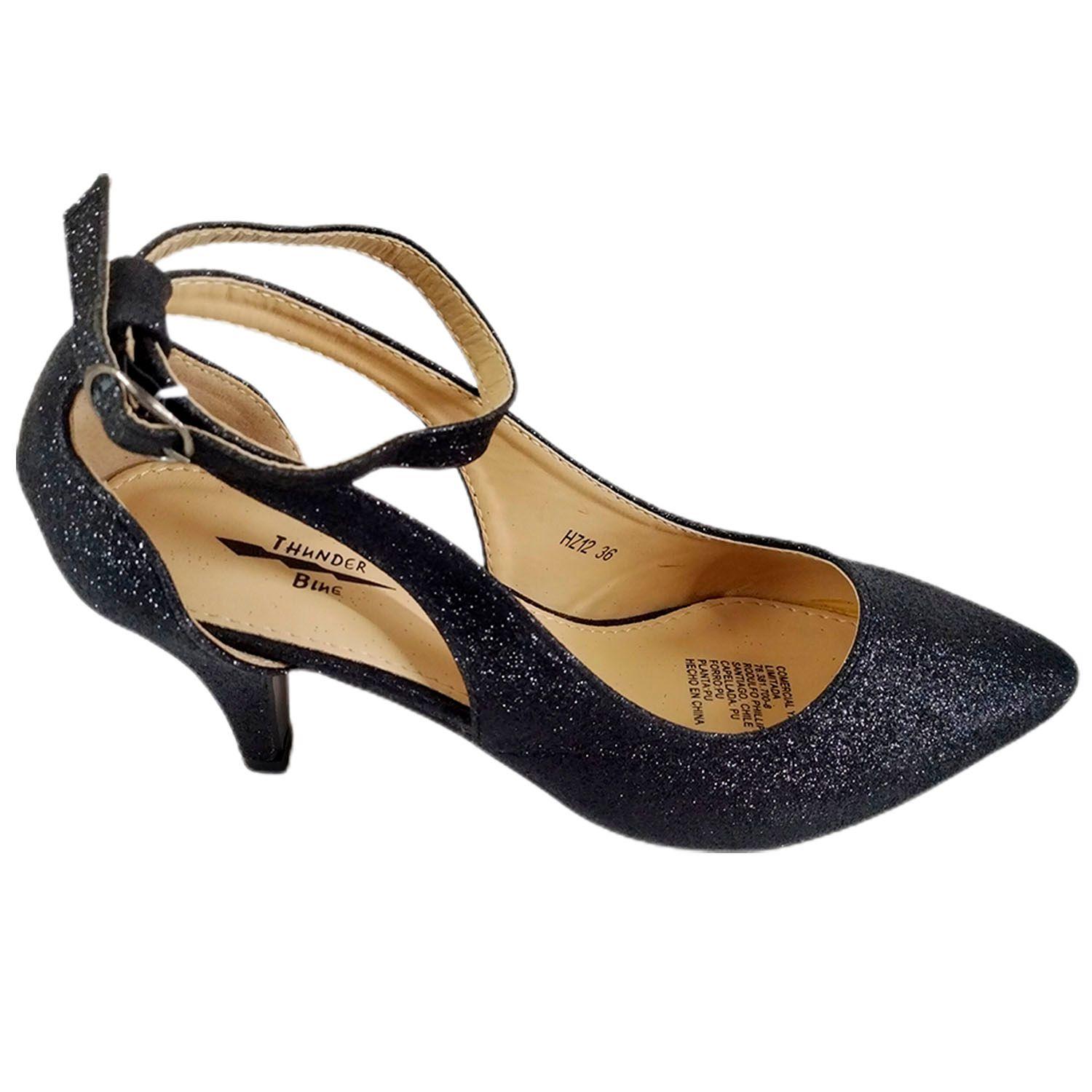 Zapato Brillante de mujer taco bajo z12-2