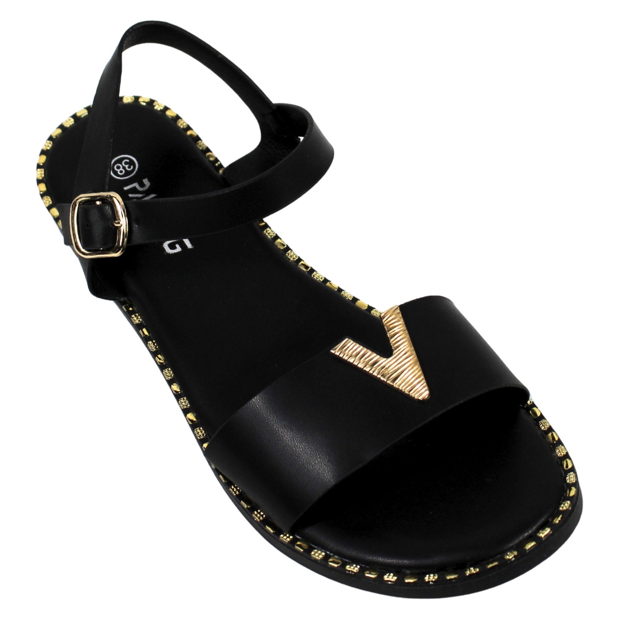 Sandalias de Mujer con Hebilla Dorada PG5232 Dorado-1