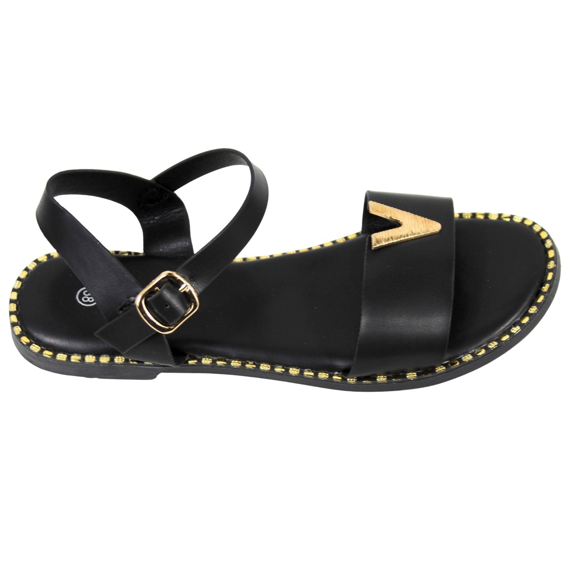 Sandalias de Mujer con Hebilla Dorada PG5232 Dorado-2