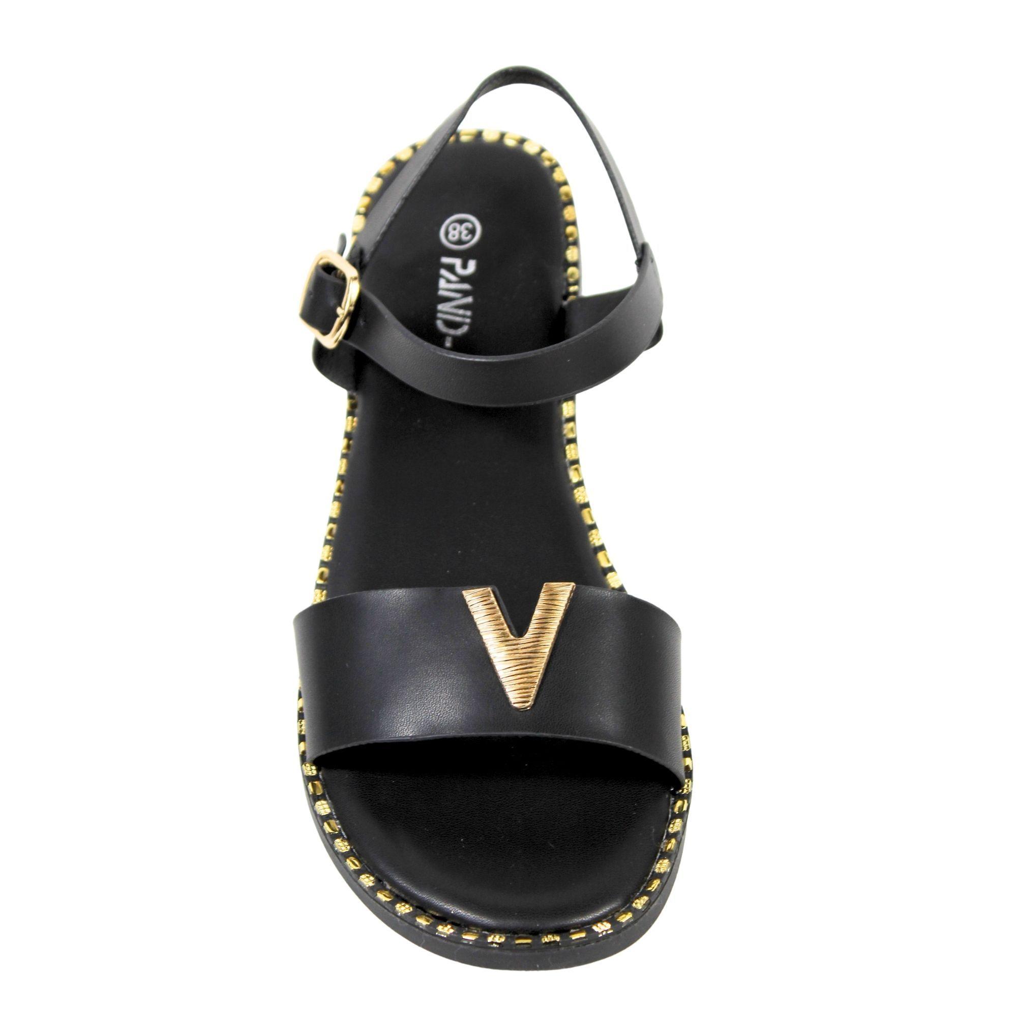 Sandalias de Mujer con Hebilla Dorada PG5232 Dorado-3