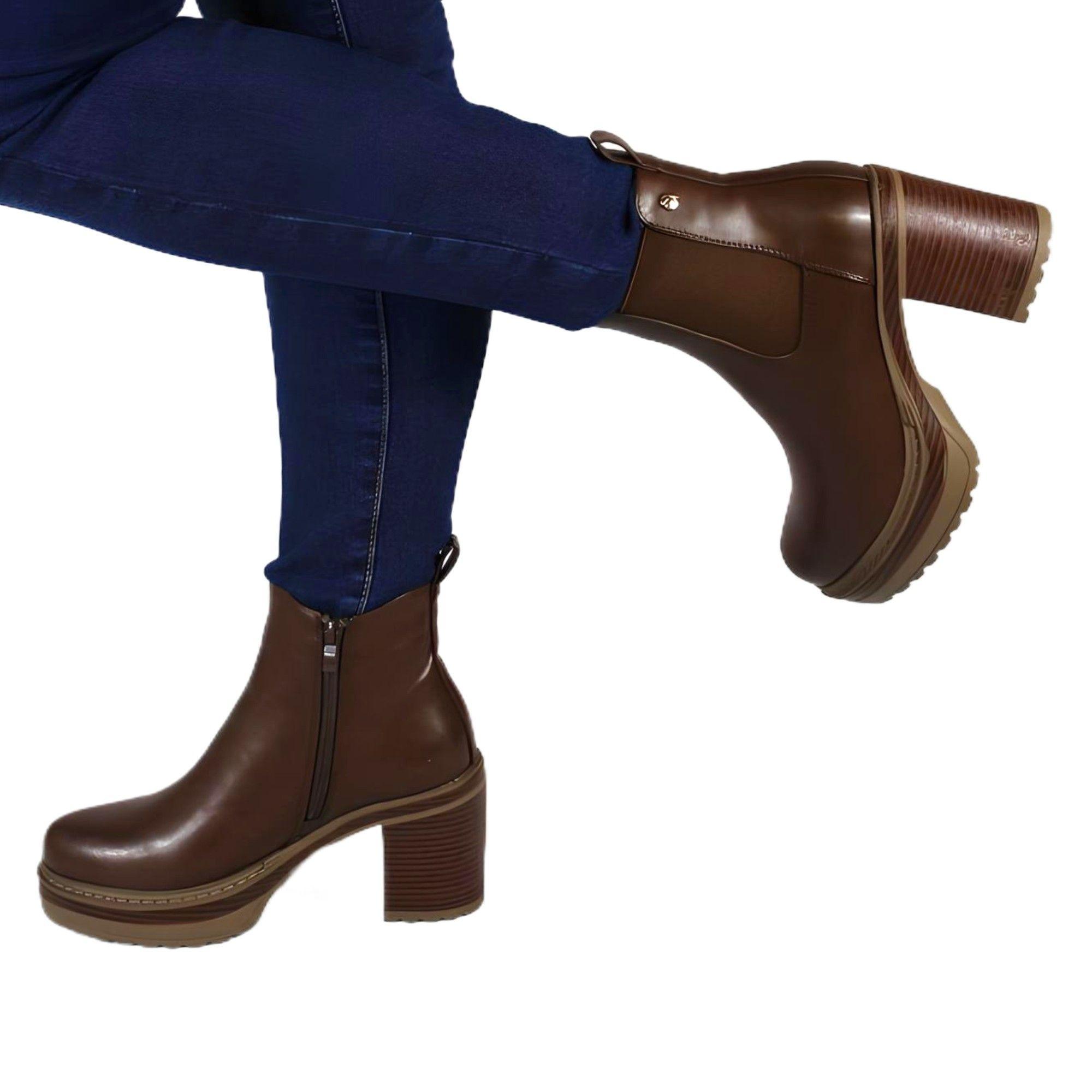 Botin de Mujer Taco Cuadrado 17 Yassne Beige-2