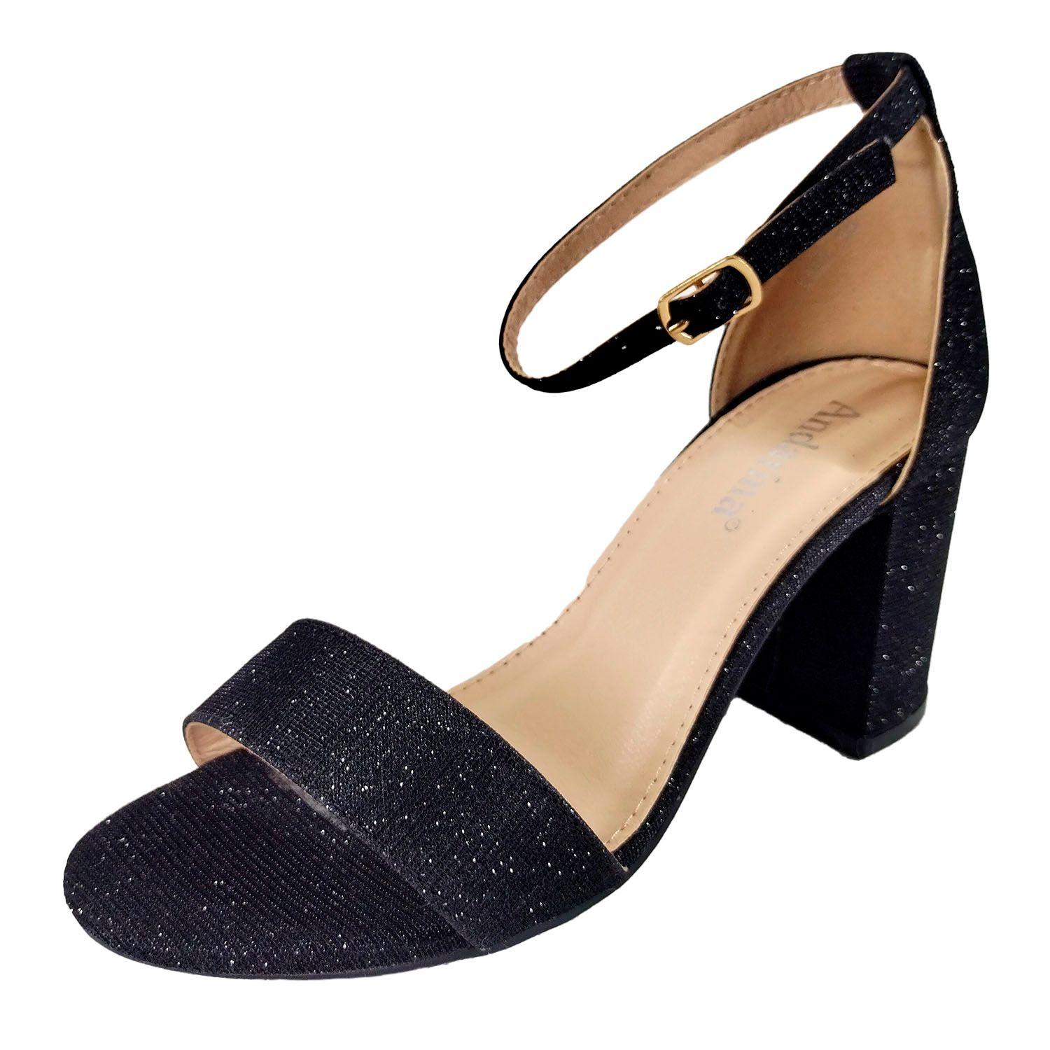 Sandalias De Mujer Taco Alto Con Brillantes L5 Yasna-1