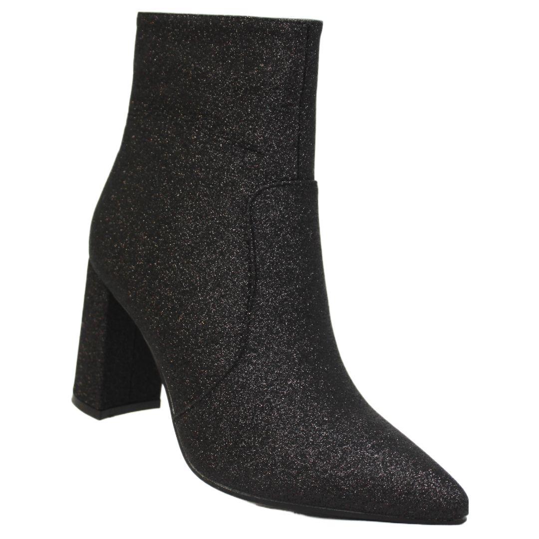 Botin Mujer Brillante Q-02  Negro Yassne-1