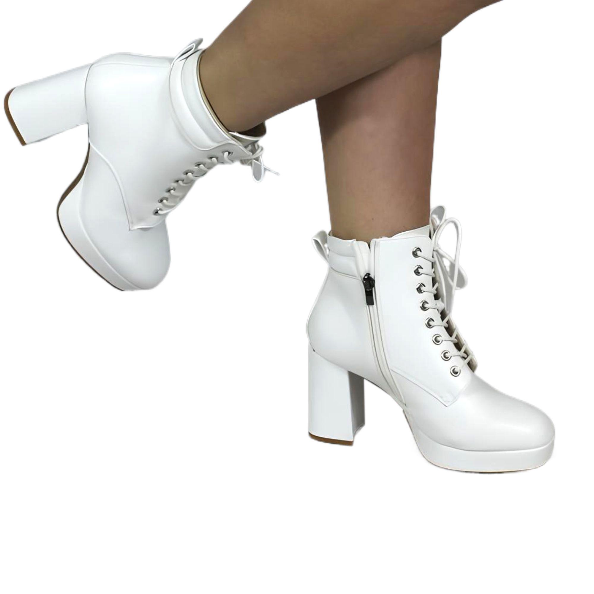 Botin de Mujer Taco Alto 61 Yassne Blanco-2