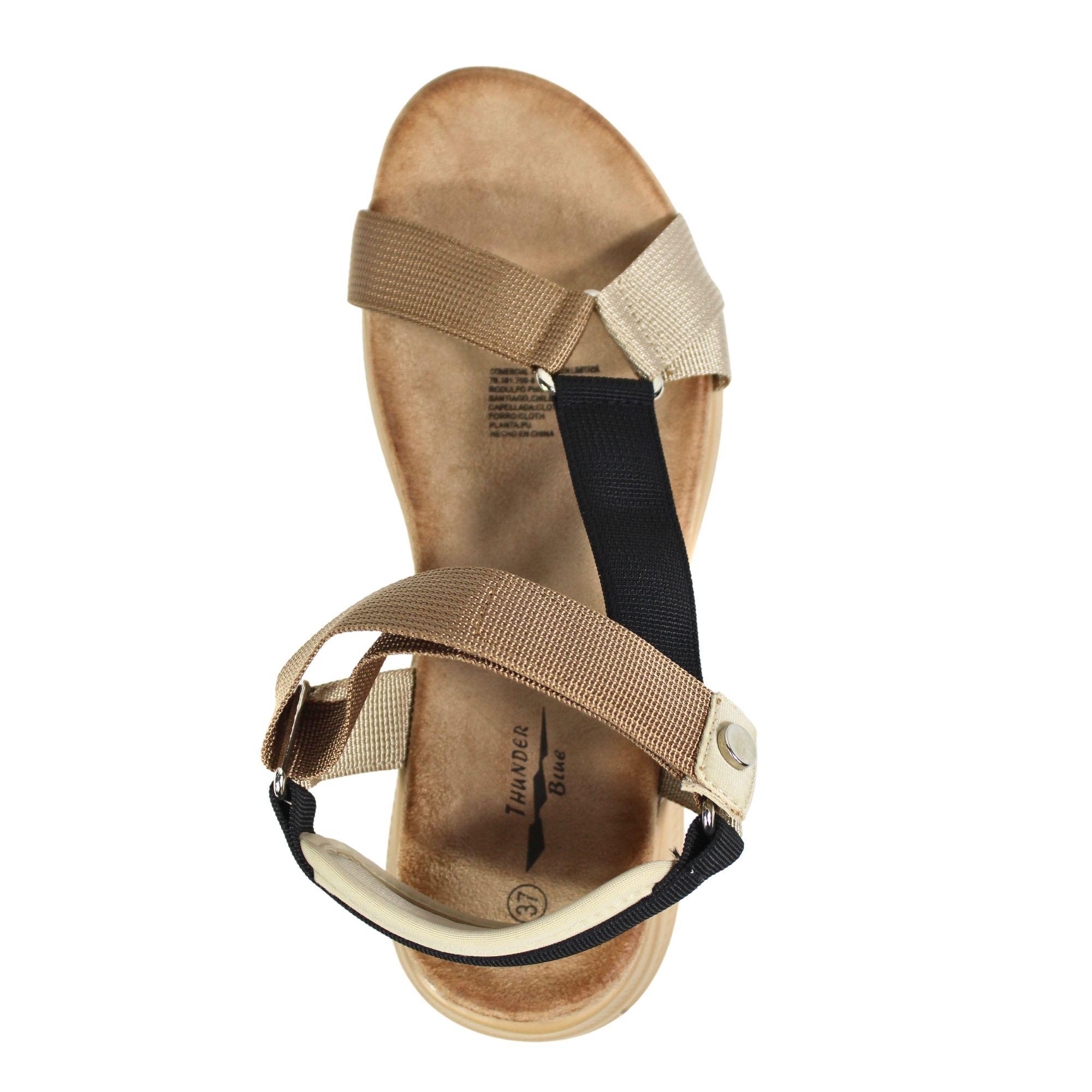 Sandalias Bajas de Mujer Ajustables TGH03 Café Claro-3