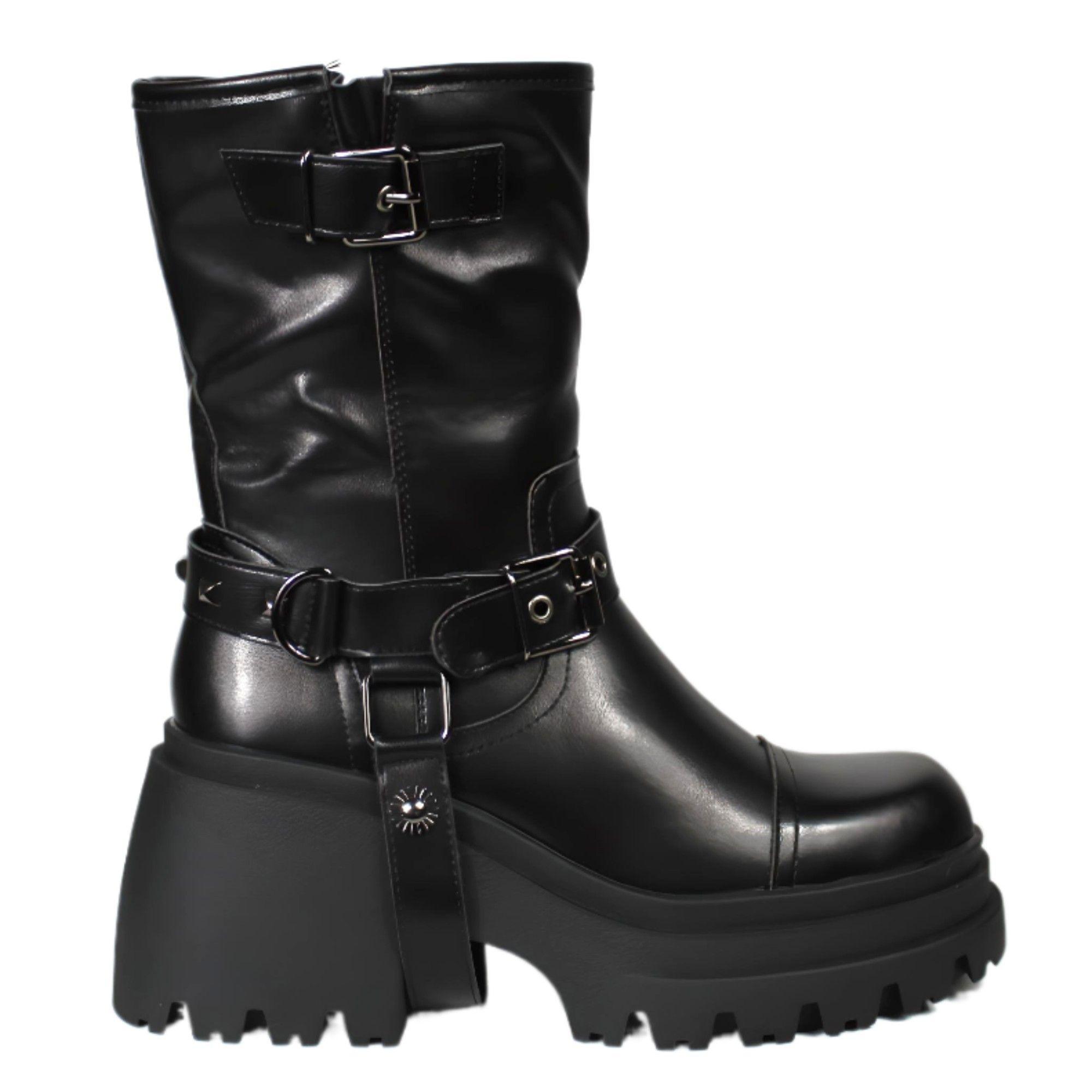 Botin Mujer Taco Bajo Hebilla 94 Yassne Negro-0