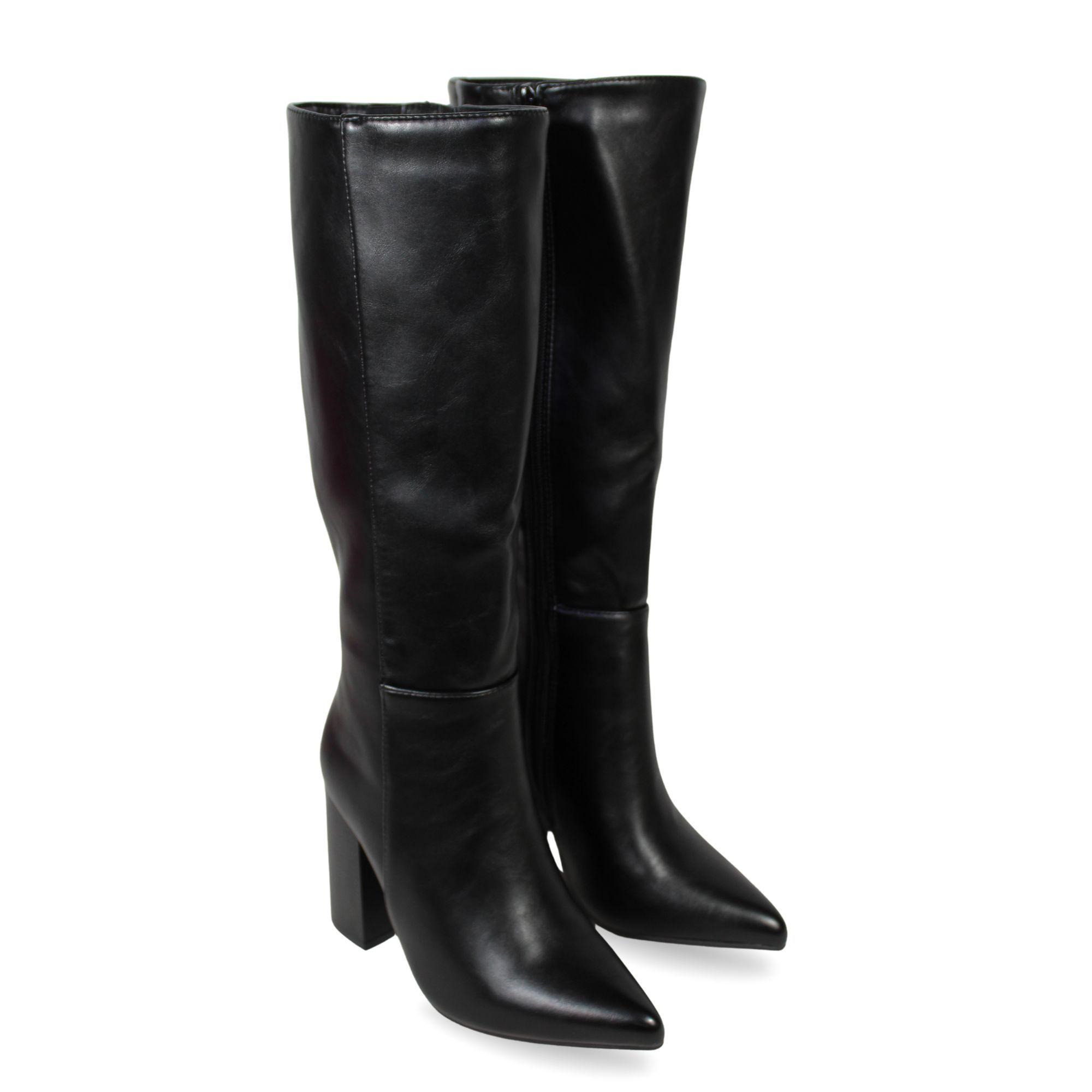 Bota Caña Alta Mujer Ecocuero Negra Taco Cuadrado 2680-2