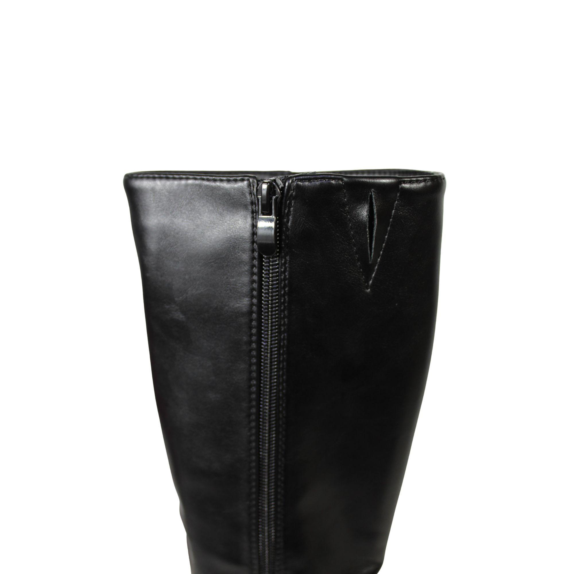 Bota Caña Alta Mujer Ecocuero Negra Taco Cuadrado 2680-5