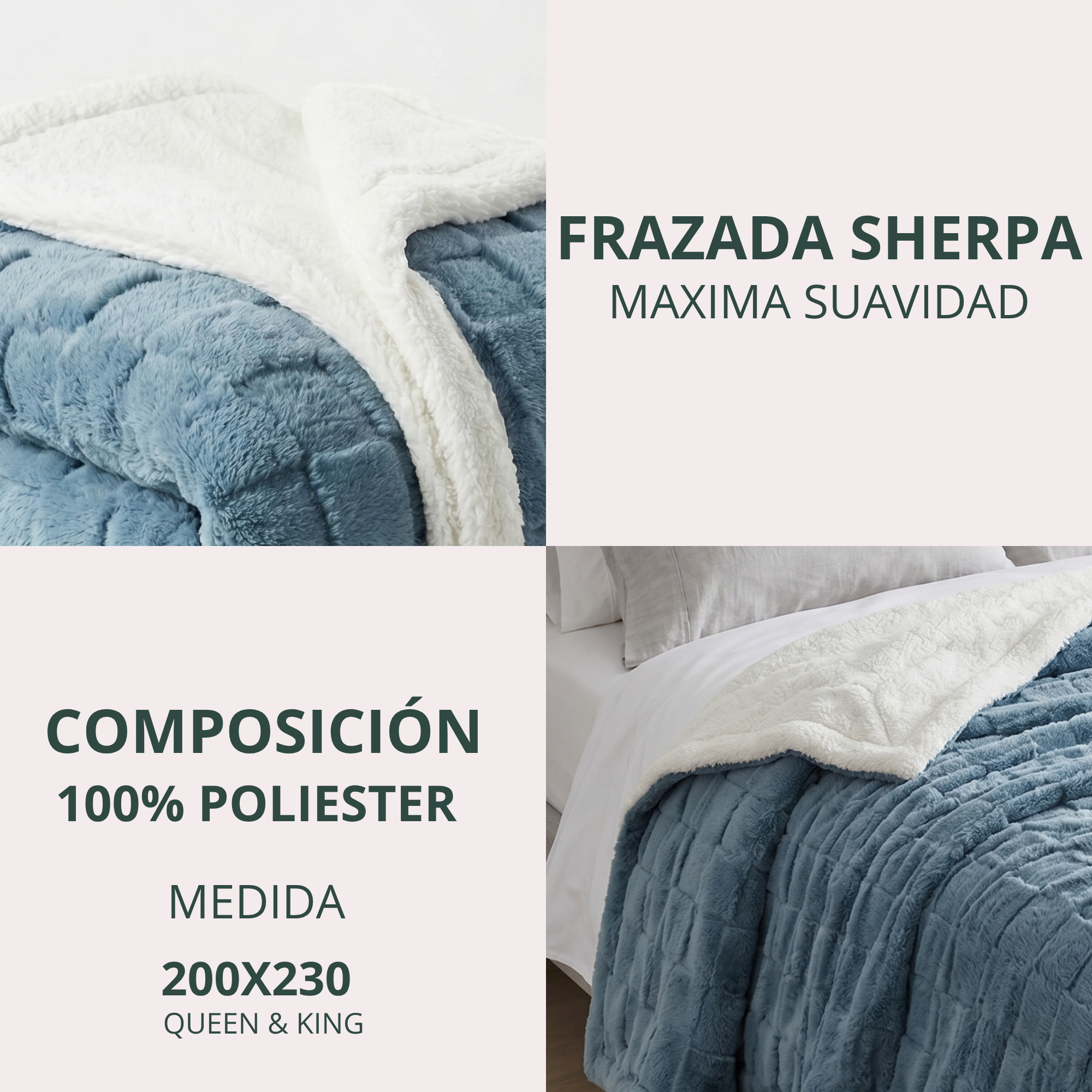 Manta Relieve Sherpa Chiporro 2 Plazas 230x200 Cm-4