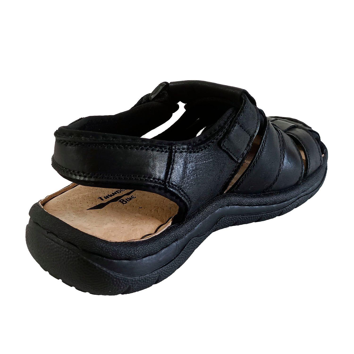 Sandalia de Cuero Hombre Negro 333-3
