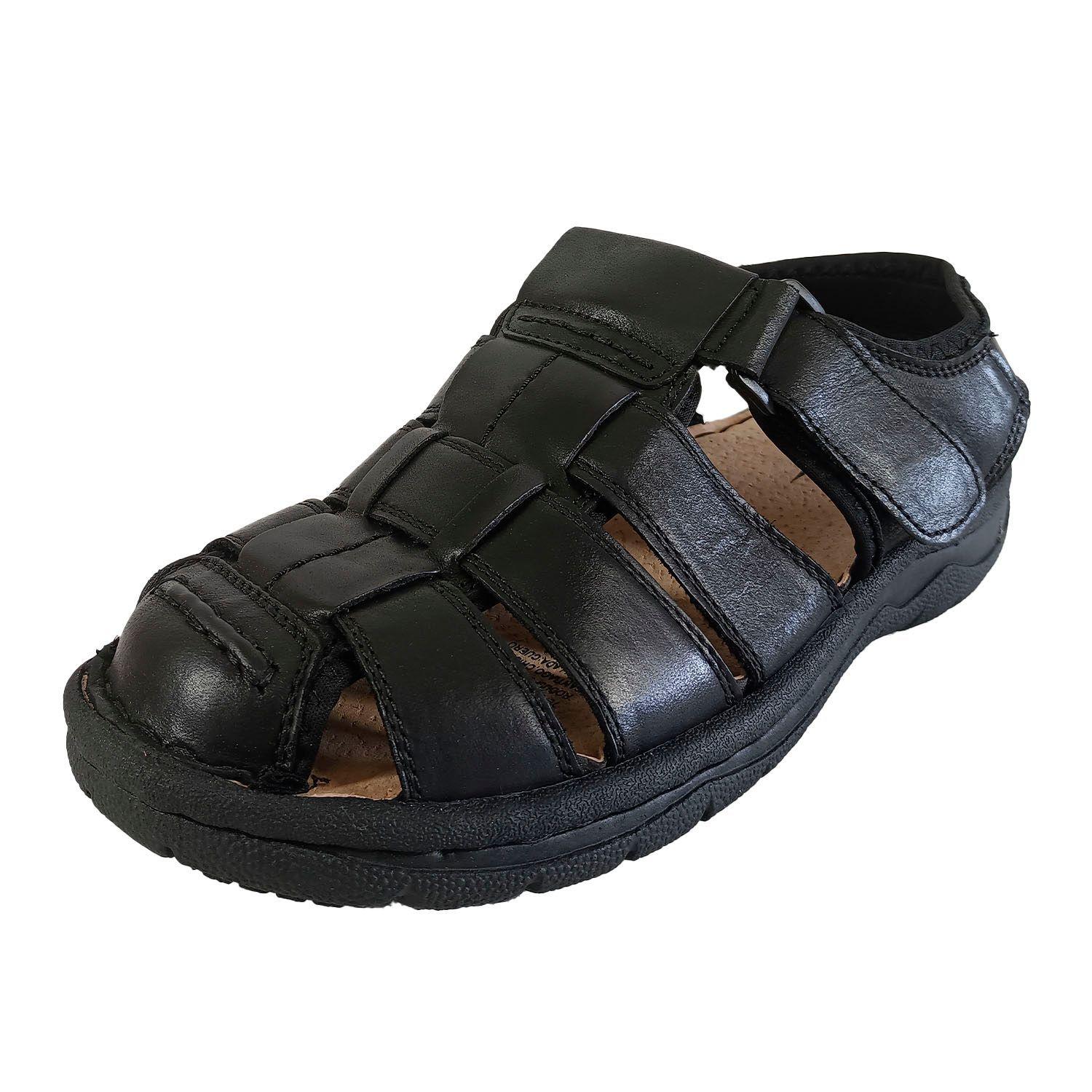 Sandalia de Cuero Hombre Negro 333-1