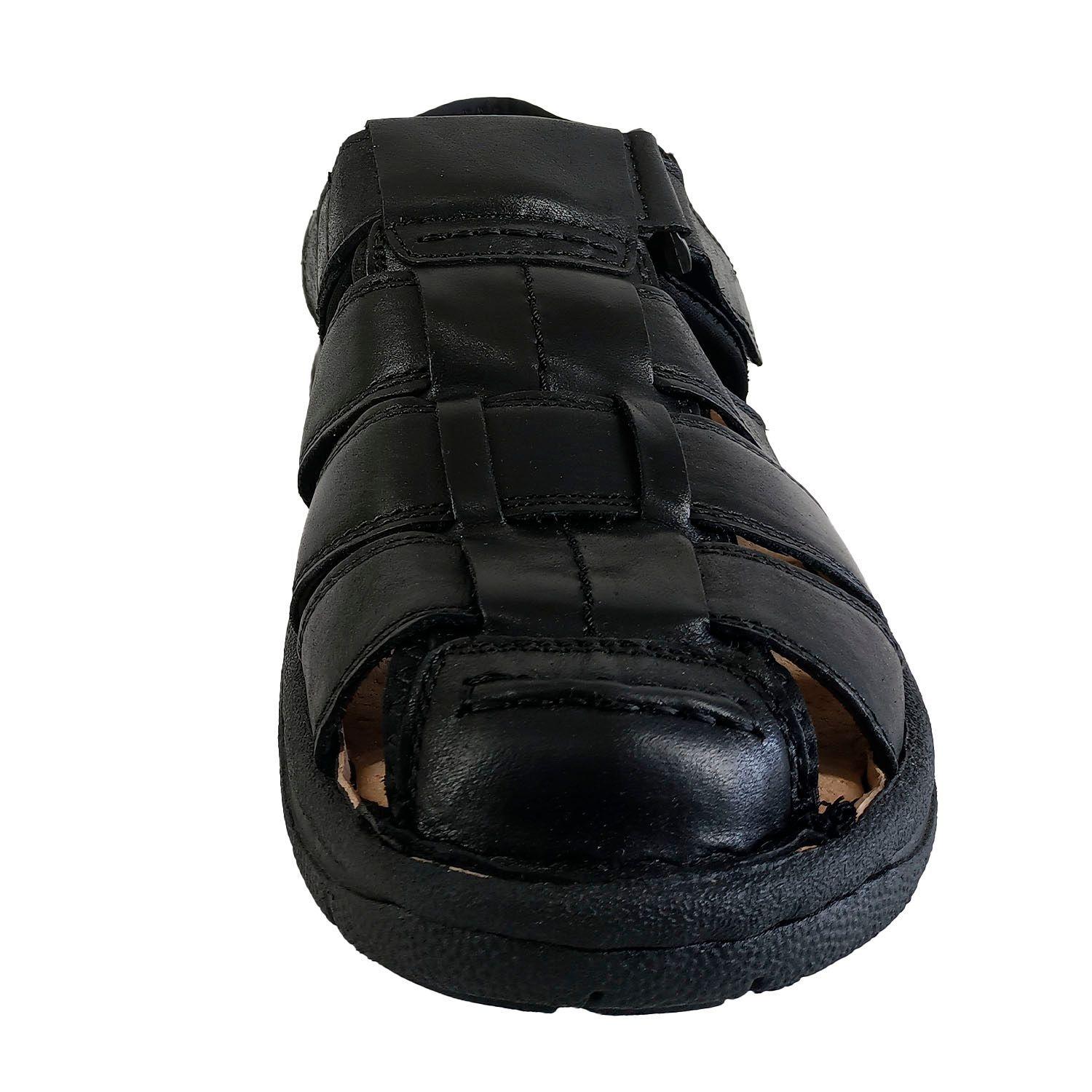 Sandalia de Cuero Hombre Negro 333-2