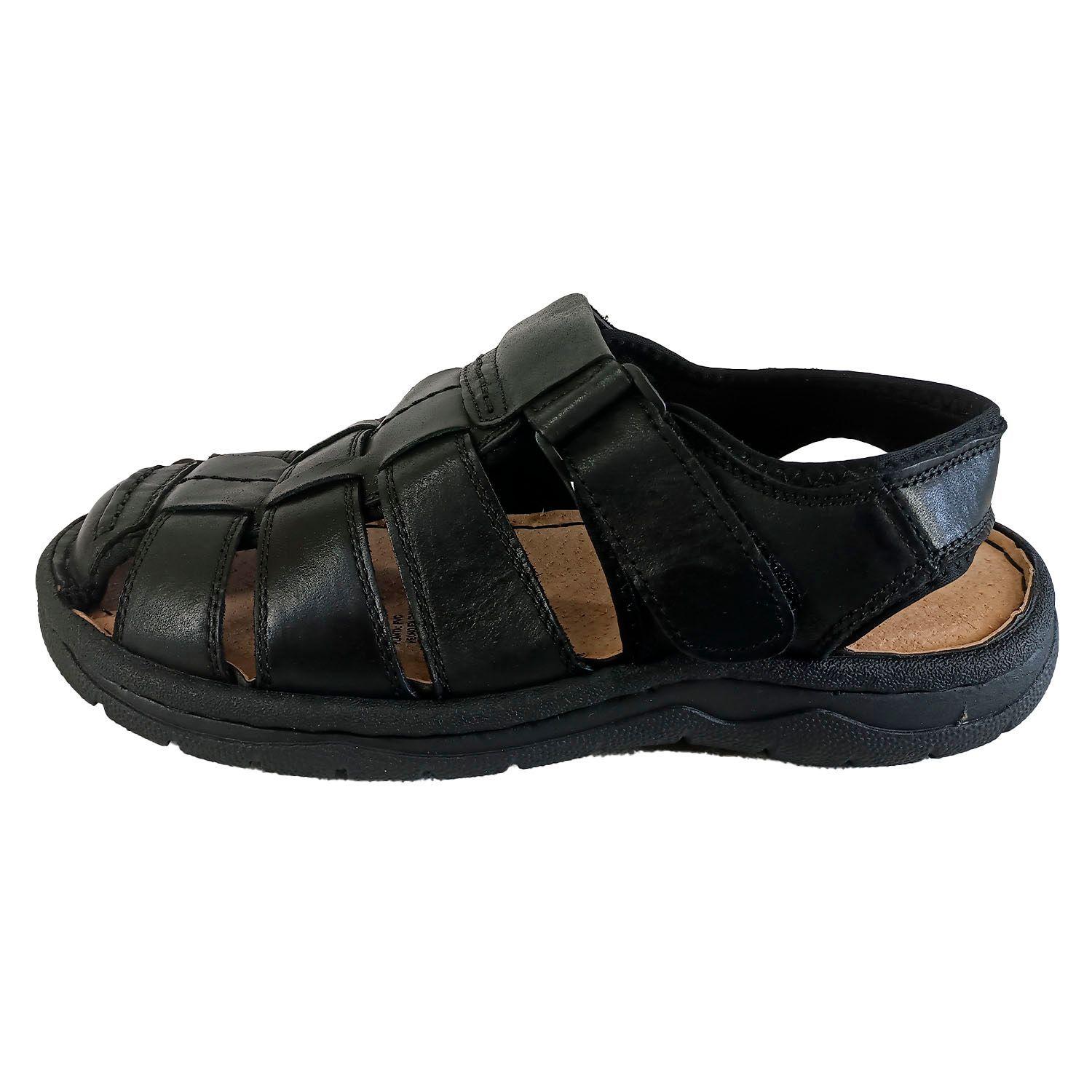 Sandalia de Cuero Hombre Negro 333-0