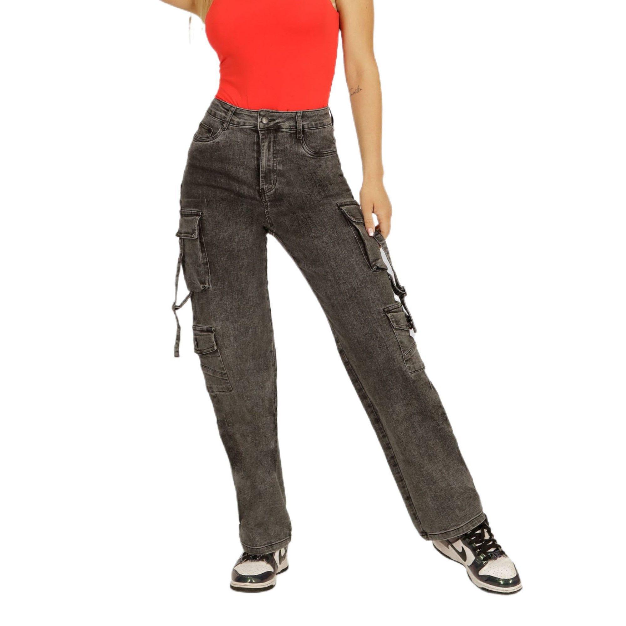 Jeans Cargo Gris de Mujer 64 Yassne-0