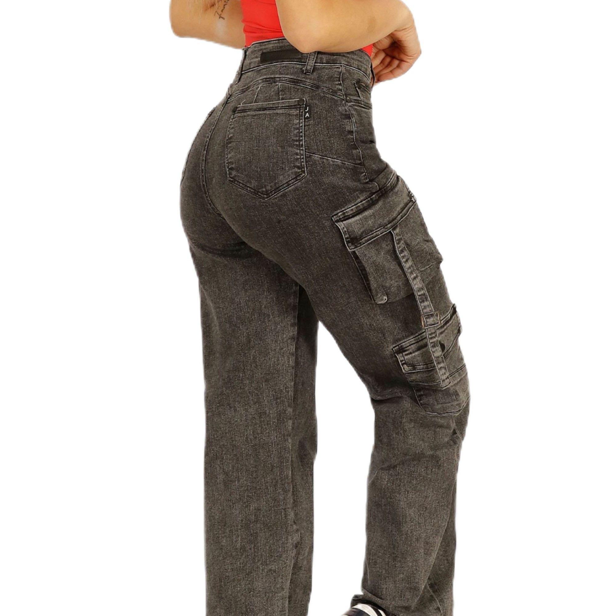 Jeans Cargo Gris de Mujer 64 Yassne-1