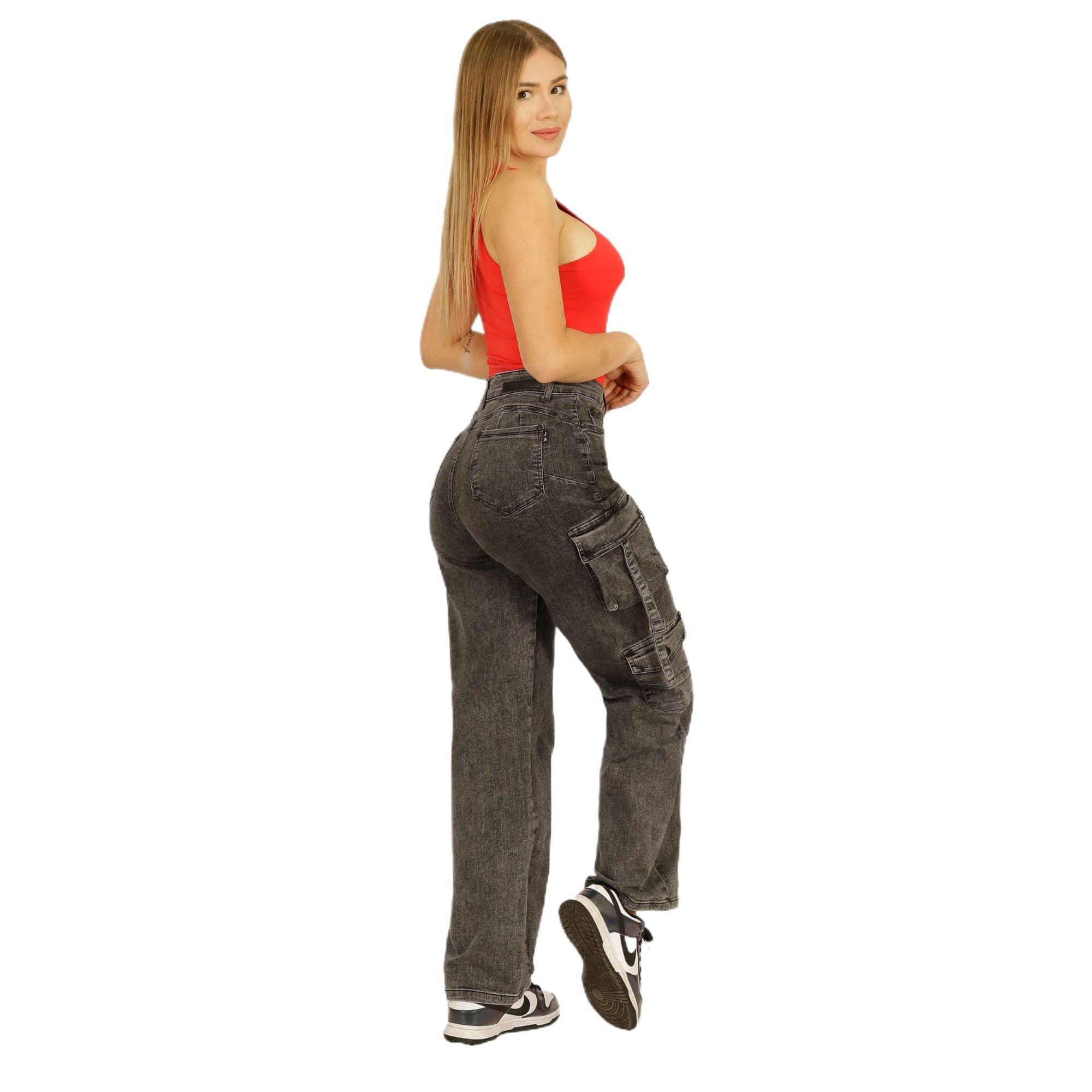 Jeans Cargo Gris de Mujer 64 Yassne-2