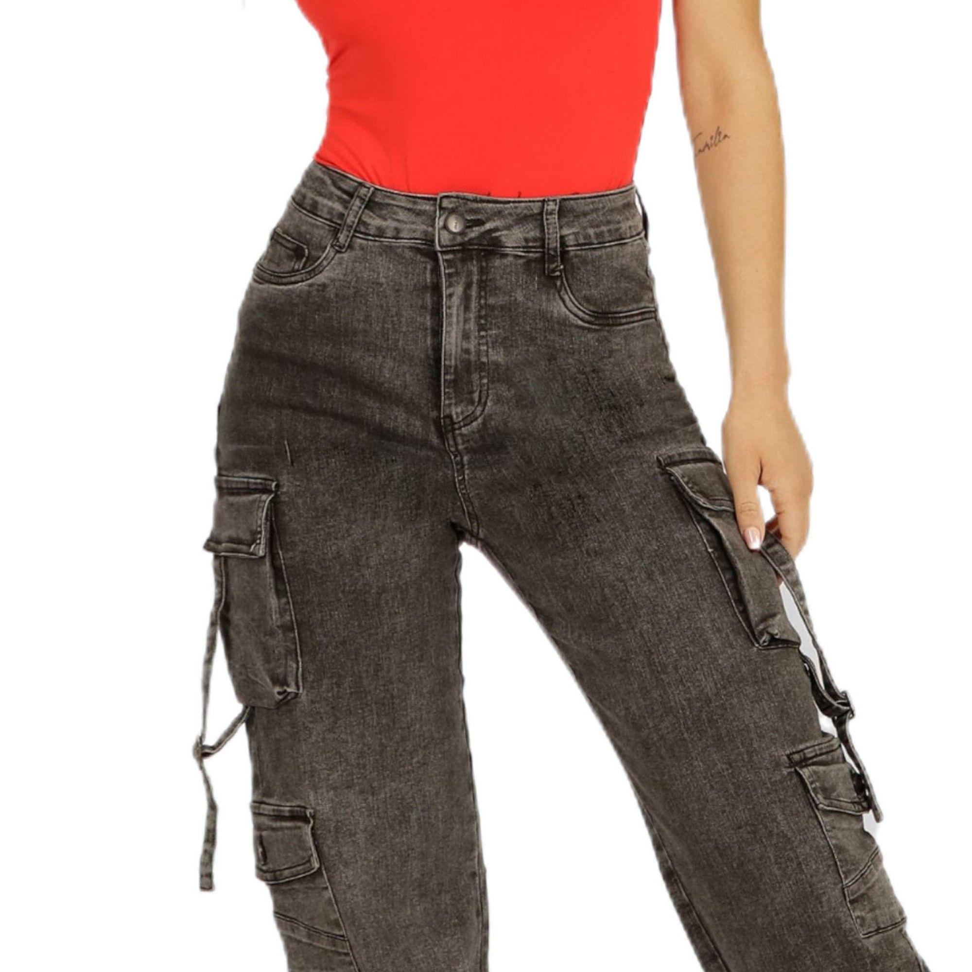 Jeans Cargo Gris de Mujer 64 Yassne-3