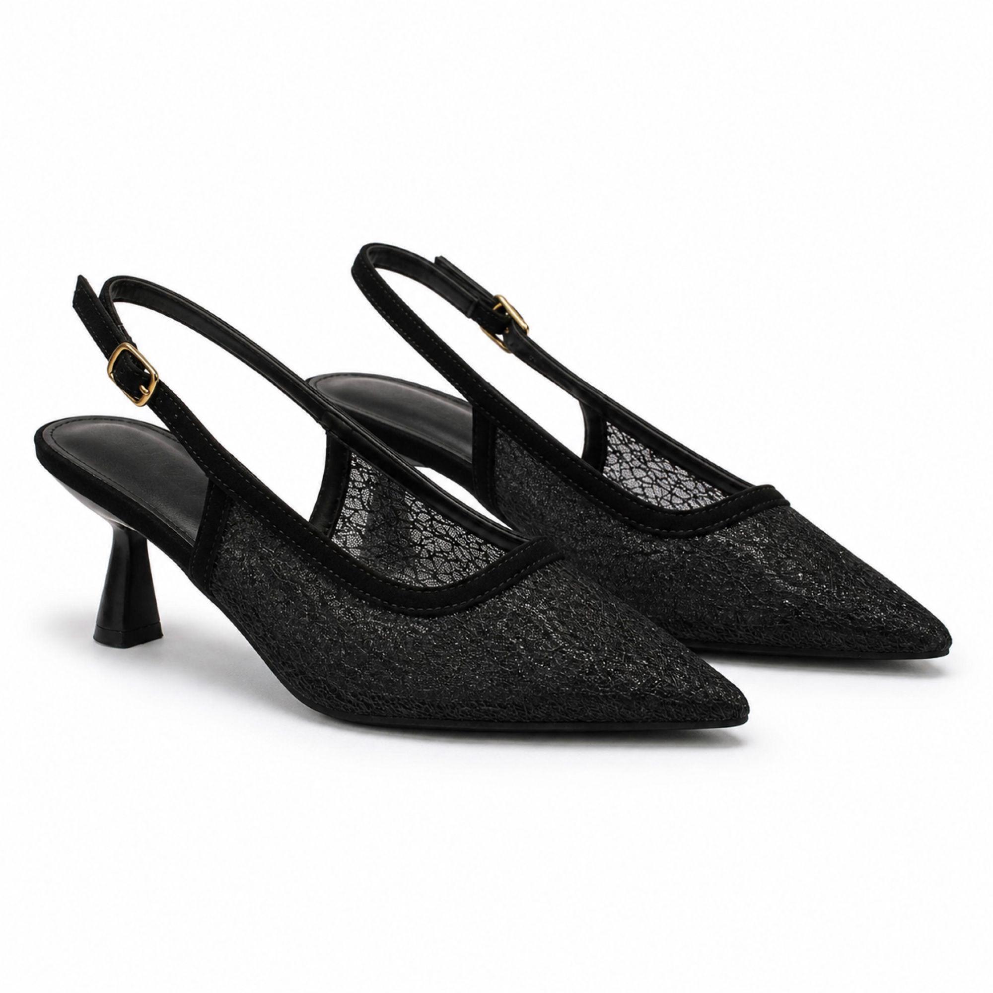 Sandalia Stiletto Mujer Malla Transparente Elegante HL11-1