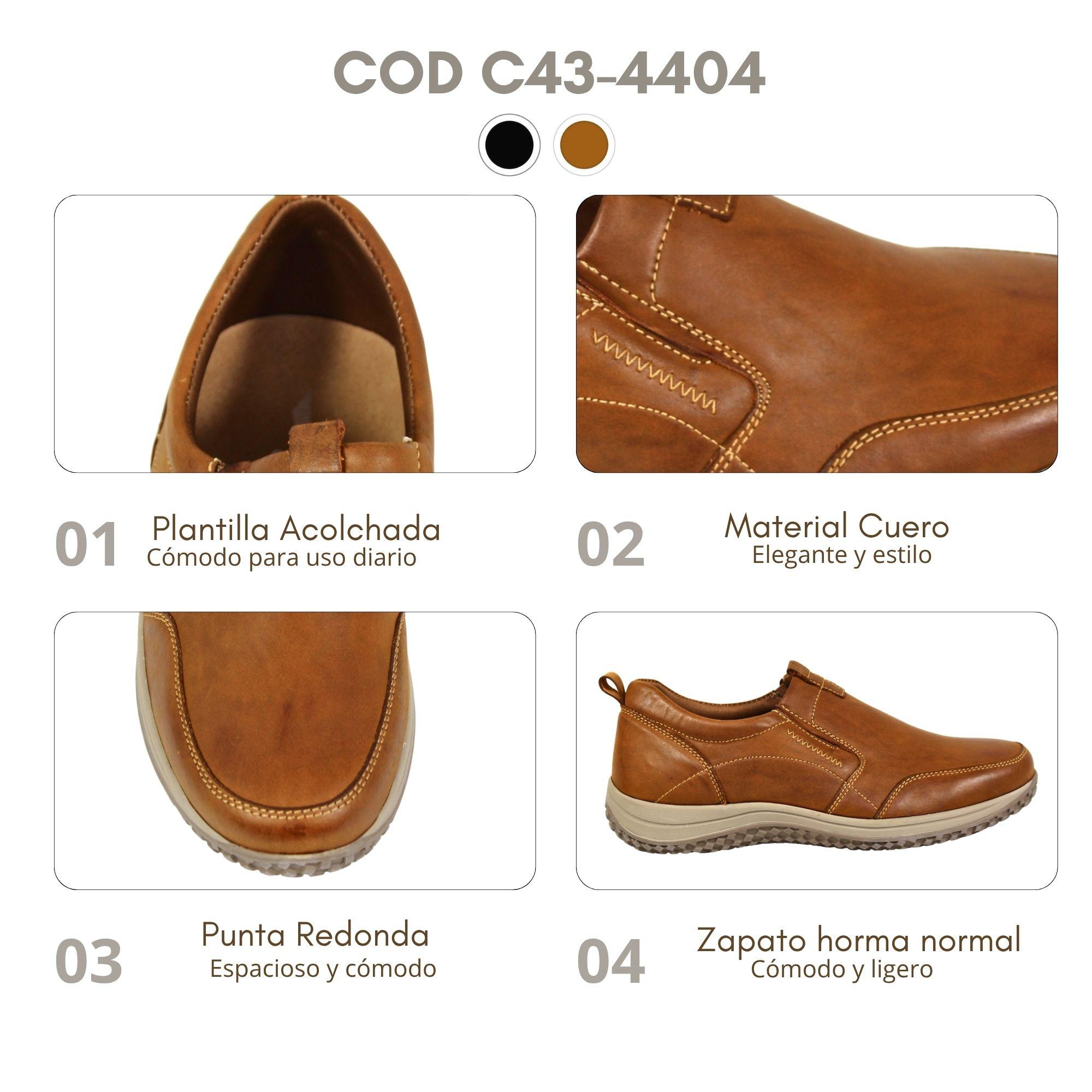 Zapato Casual Hombre Cuero C43-4404 Café-4