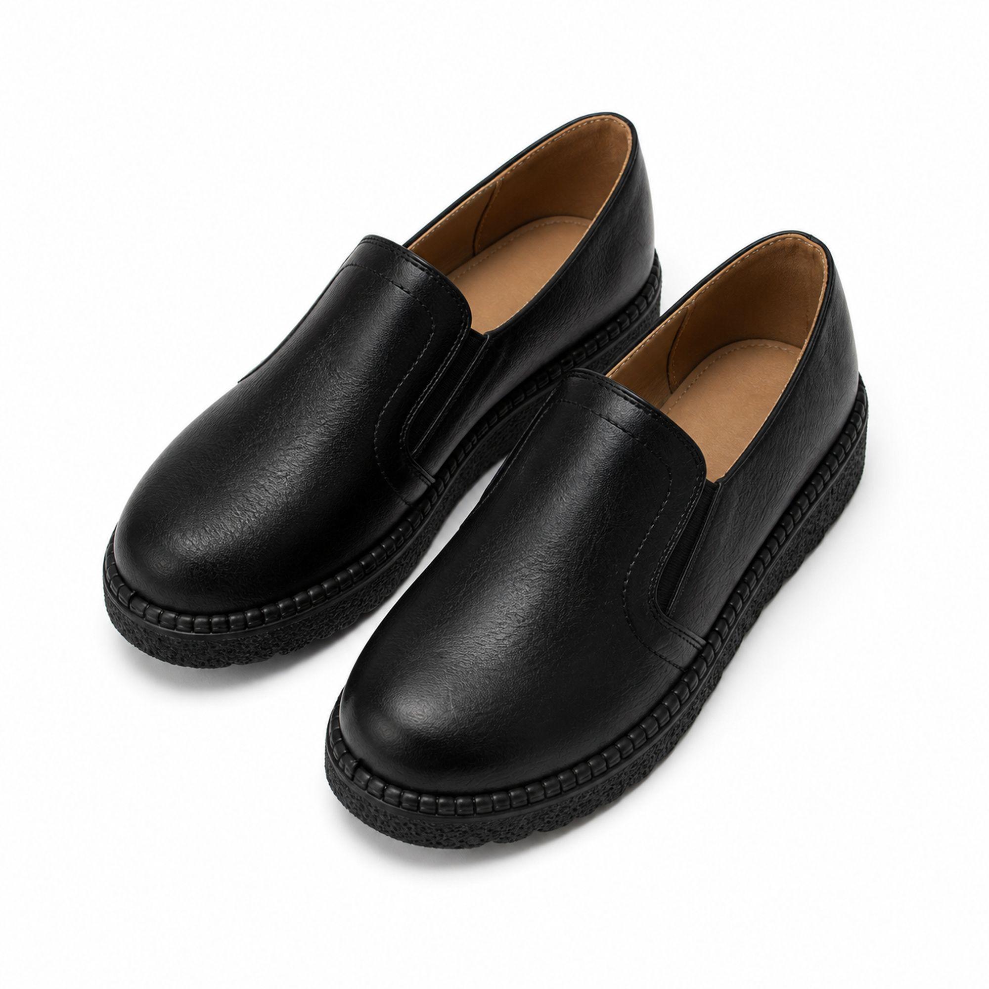 Mocasín Mujer Negro Plataforma Baja Ecocuero Cómodo 2524-5
