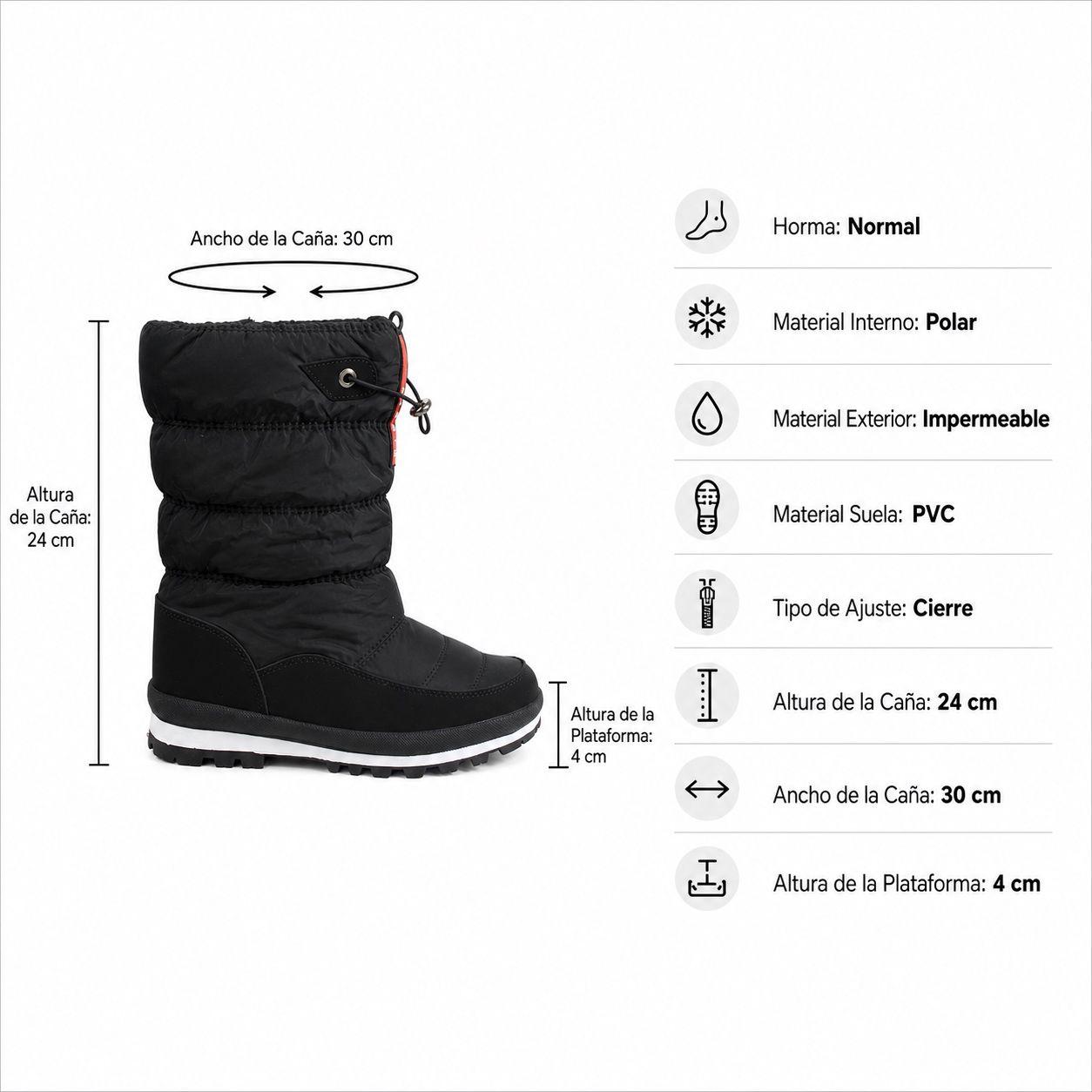 Bota Mujer Impermeable de Nieve Forrada Polar-7