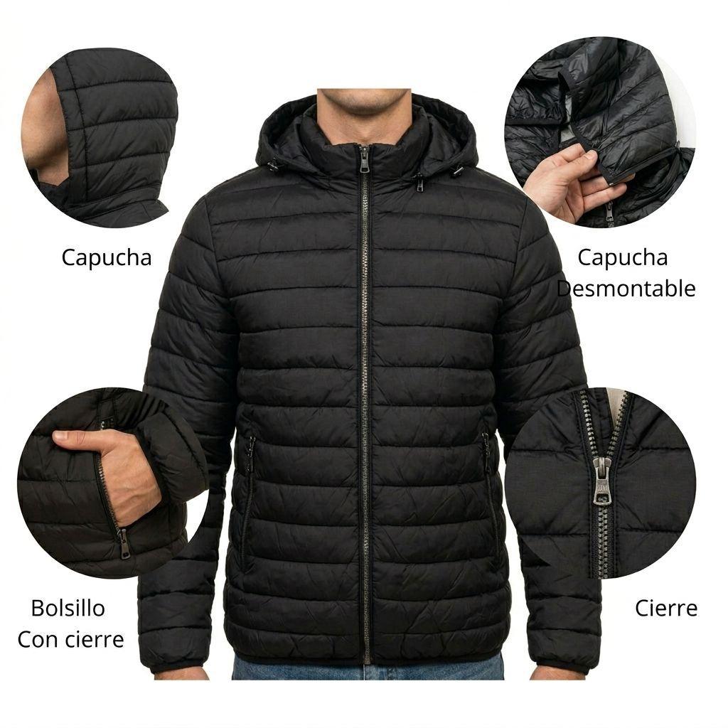 Parka Negra Hombre Engomada Térmica-5